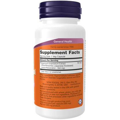 NOW Supplements, Extra Strength Resveratrol 350mg, Natural Trans Resveratrol from 700 mg NOWUS supplements