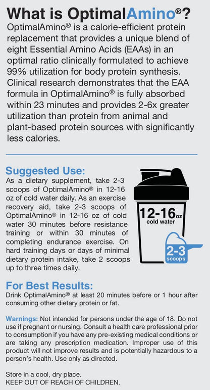 OptimalAmino Best Pre/Post Workout Recovery Drink, 99% Utilization Essential Amino Acid optimal aminoUS supplements