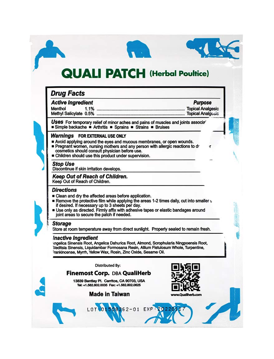 Quali Herbal Poultice Pain Relief Patch Muscle Pain Joint Pain Shoulder Pain Long Lasting Pain Patch 3 Sheets Per Pack Quali-PatchAu supplements