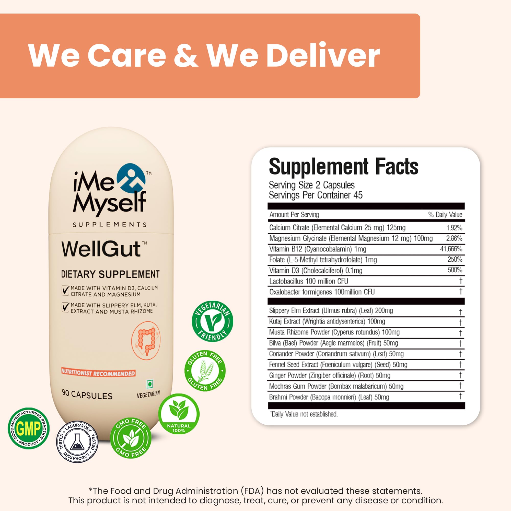 iMeMyself WellGut Daily Herbal Supplement | Traditional Herbs with Minerals & Probiotics 90 Vegan Capsules iMeMyselfAu supplements
