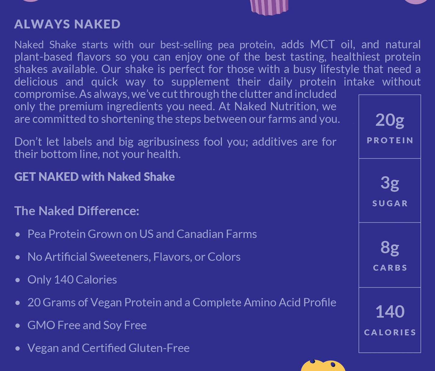 Naked Shake - Blueberry Muffin Protein Powder - Flavored Plant Based Protein Naked NutritionUS supplements