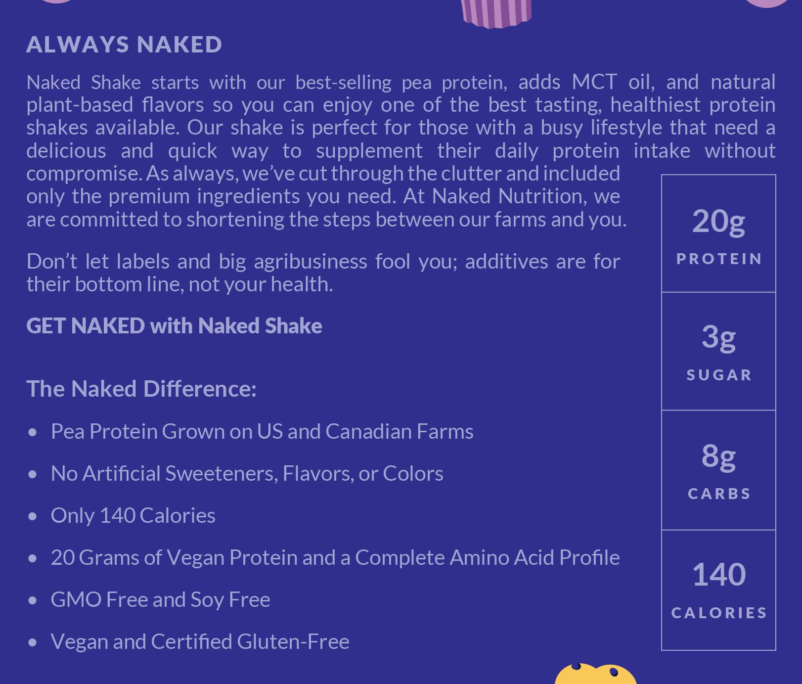 Naked Shake - Blueberry Muffin Protein Powder - Flavored Plant Based Protein Naked NutritionUS supplements