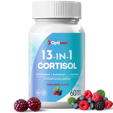 Optiwav Cortisol Reducer Gummies for Women Men - 13-in-1 Daily Cortisol Detox Manager Supports Stress Mood Balance Focus & Health Balance - Reduce High Cortisol with Ashwagandha Magnesium L-Theanine OptiwavAu supplements