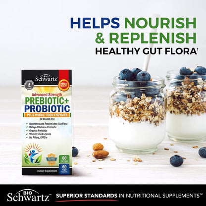 Prebiotics and Probiotic with Whole Food Enzymes for Adults Women & Men BioSchwartzUS supplements