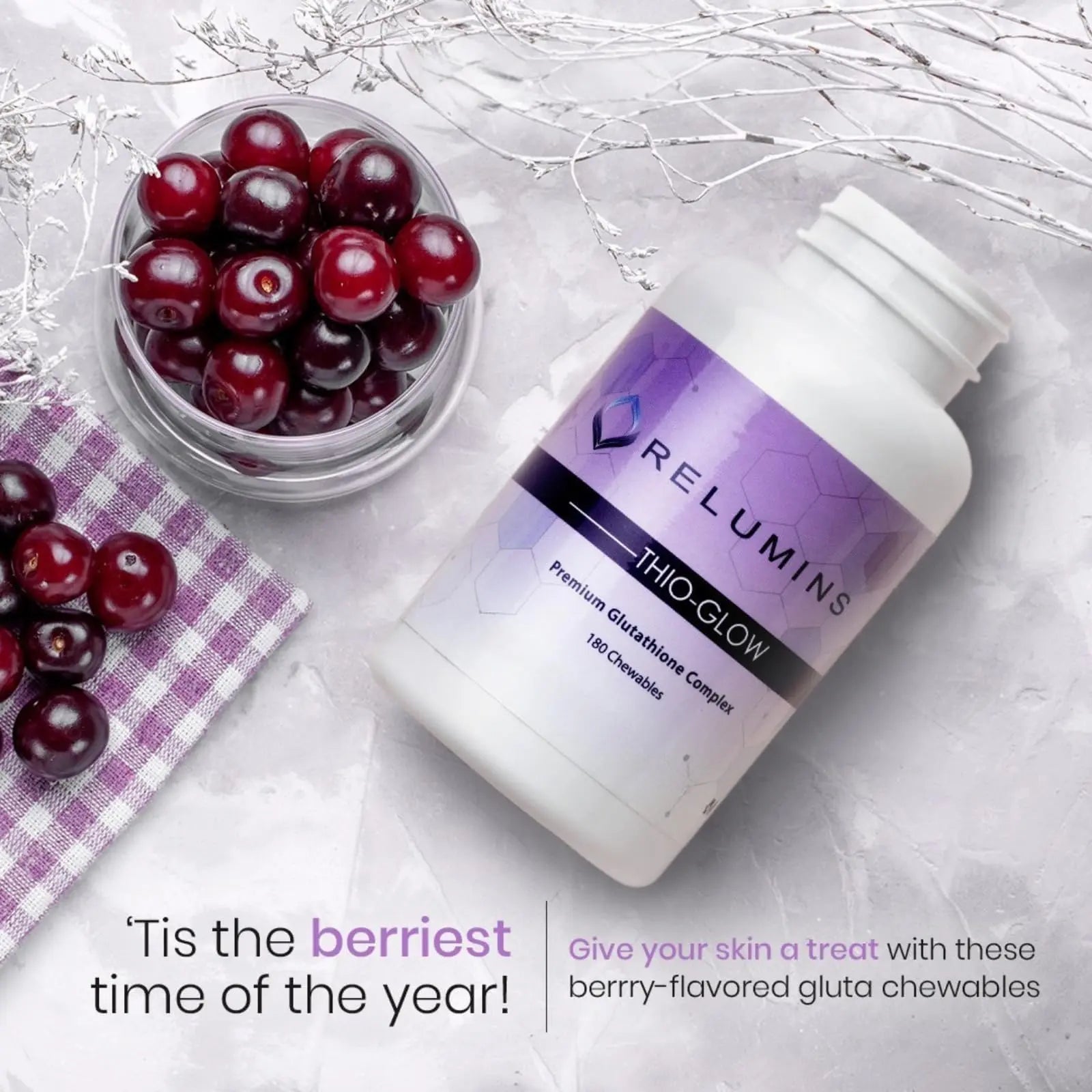 Relumins Thio-Glow Chewable Sublingual Glutathione Complex with Biotin, VIT C & E, Plus Grapeseed Polyphenols – 330mg Gluta Per Serving – 4X Effective, Ultimate Wellness Gift for Moms x 3 Bots Reluminsnz supplements