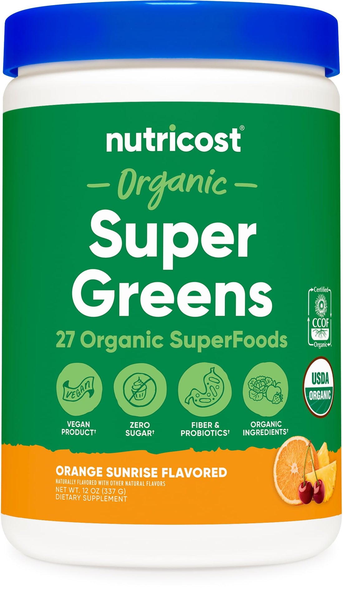 Nutricost Organic Super Greens Powder (30 Servings) Orange Sunrise Flavor - Superfood Supplement Drink Mix NutricostAu supplements