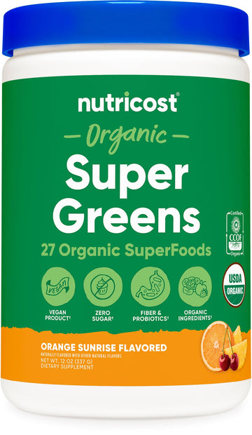 Nutricost Organic Super Greens Powder (30 Servings) Orange Sunrise Flavor - Superfood Supplement Drink Mix NutricostAu supplements