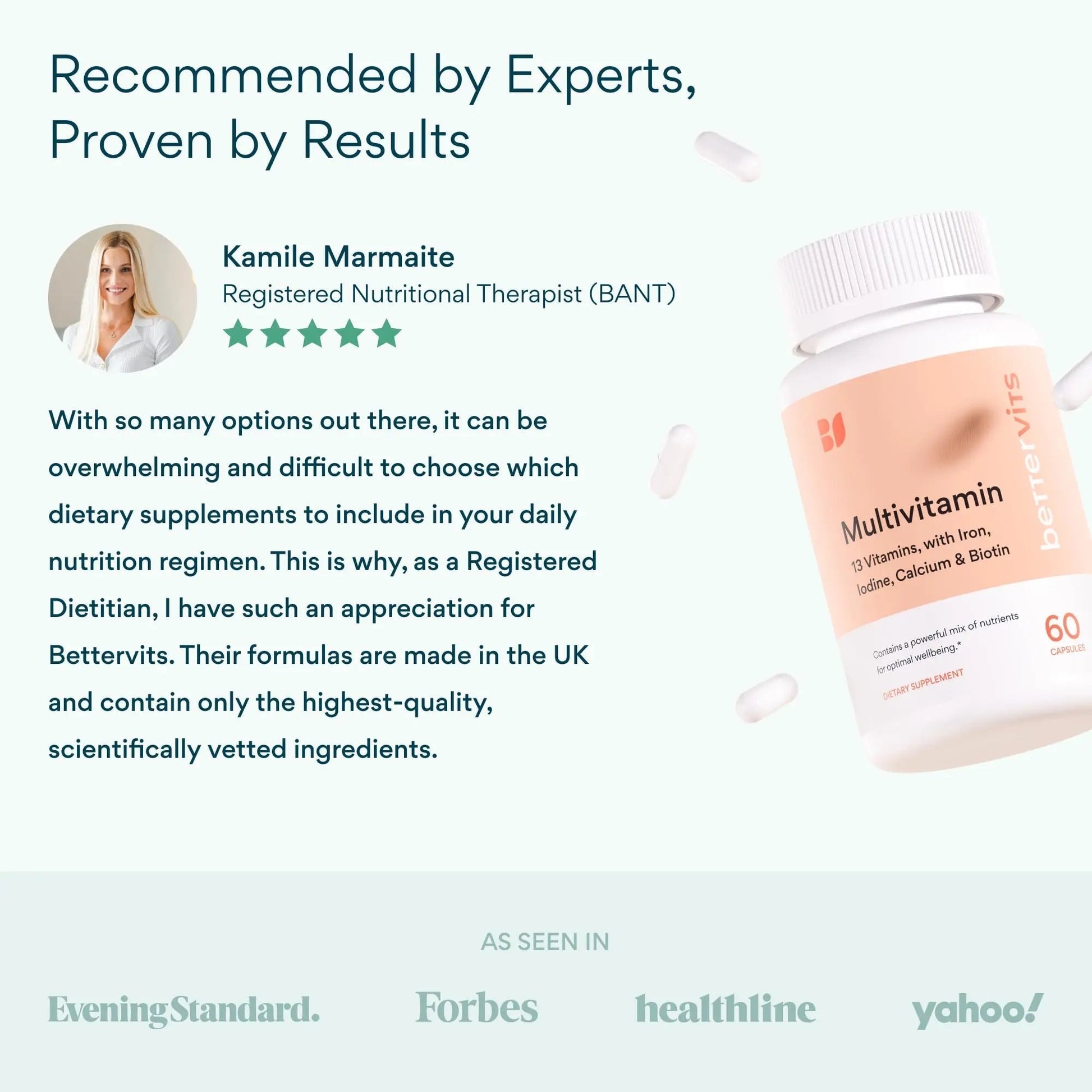 Bettervits Multivitamin for Women & Men | Womens Daily Multivitamin with 13 Essential Vitamins Iron, Iodine, Calcium and Biotin B BETTERVITSAu supplements