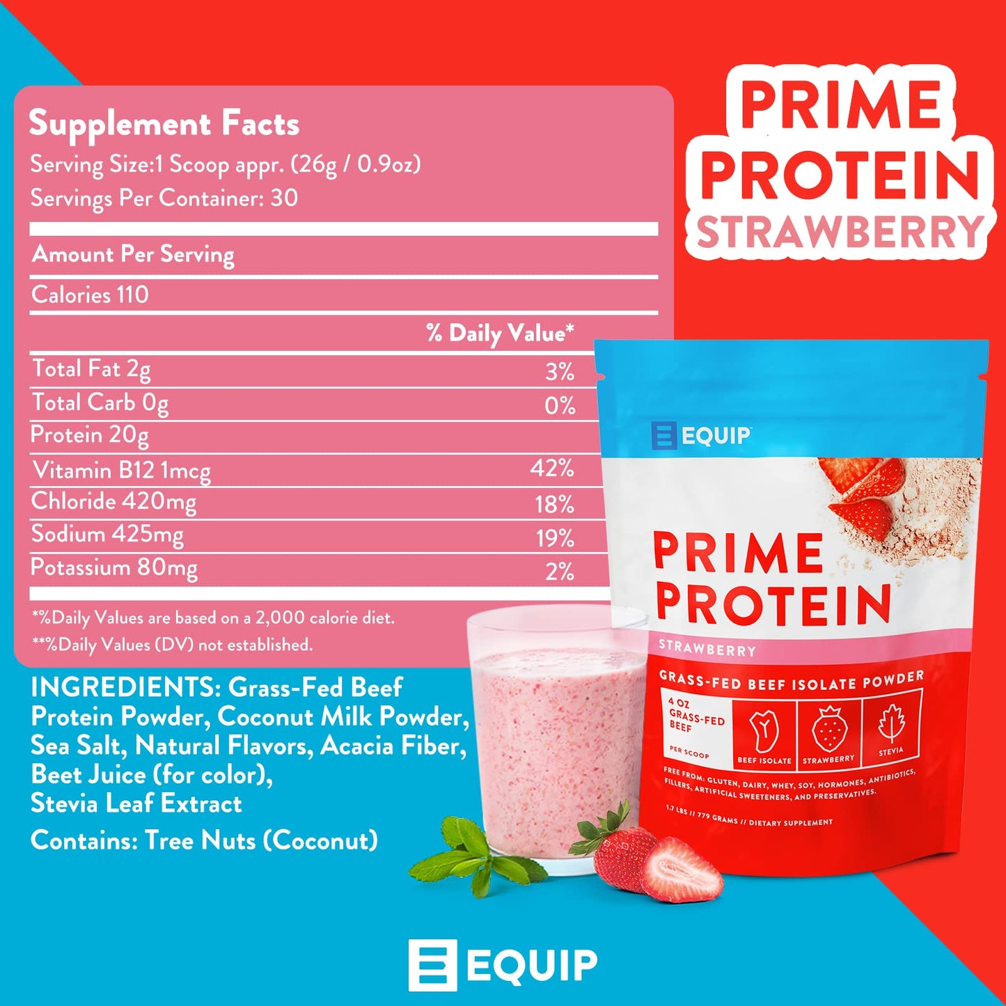 Equip Foods Prime Protein - Grass-Fed Beef Protein Powder Isolate -Paleo and Keto EquipUS supplements