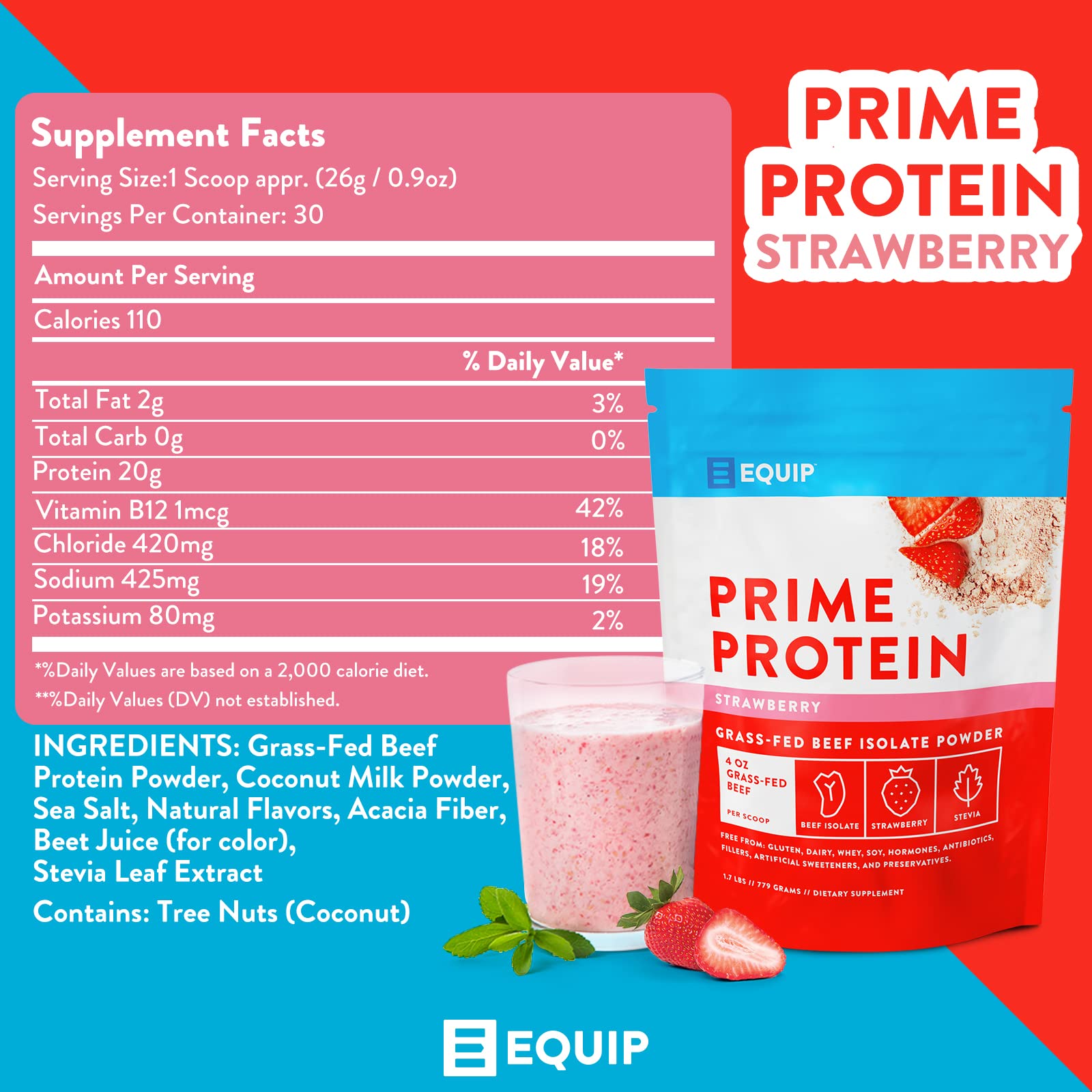 Equip Foods Prime Protein - Grass-Fed Beef Protein Powder Isolate -Paleo and Keto EquipUS supplements