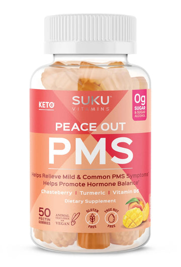 SUKU Vitamins - PMS Gummy Supplement with Chasteberry to Relieve PMS and Menopause Peach Mango Gummies (50 Count) SUKUAu supplements