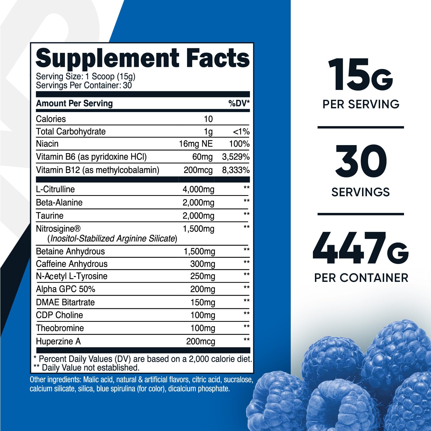Nutricost Pre-X Xtreme Pre-Workout Powder Complex, Blue Raspberry, 30 Servings NutricostAu supplements
