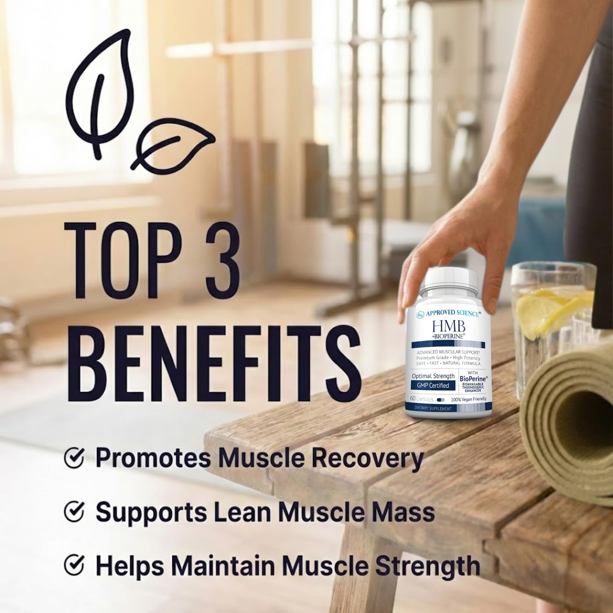 Approved Science HMB - 1500mg High Potency HMB Supplement with Calcium & BioPerine for Absorption - Muscle Health & Exercise Performance - 60 Vegan Capsules - Pack of 3 Approved ScienceAu supplements