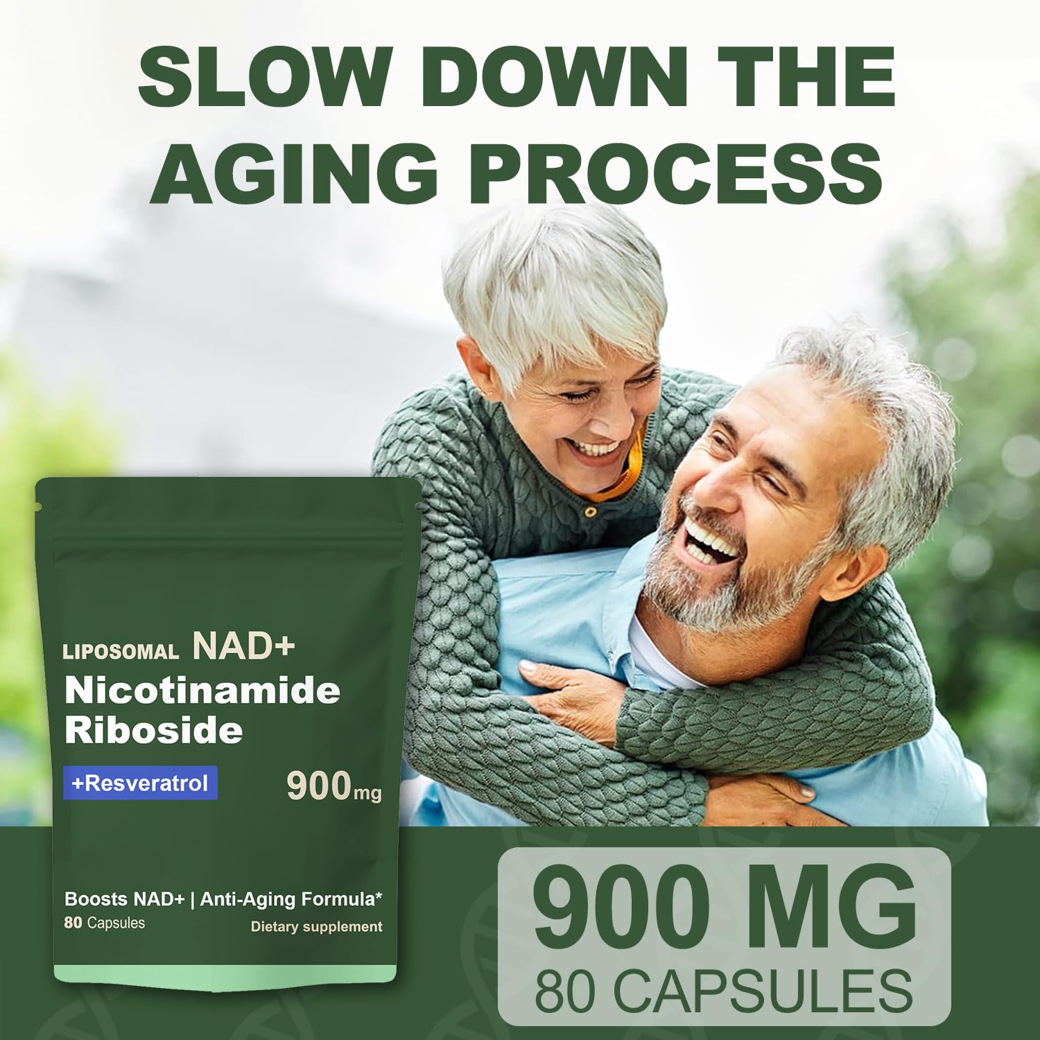 Quackiki NAD Resveratrol Supplement with NAD Nicotinamide Riboside Resveratrol 900 MG, Boost NAD+ for Cellular Health, Anti-Aging, Energy, Focus - 80 Capsules(2Pcs) QuackikiAu supplements