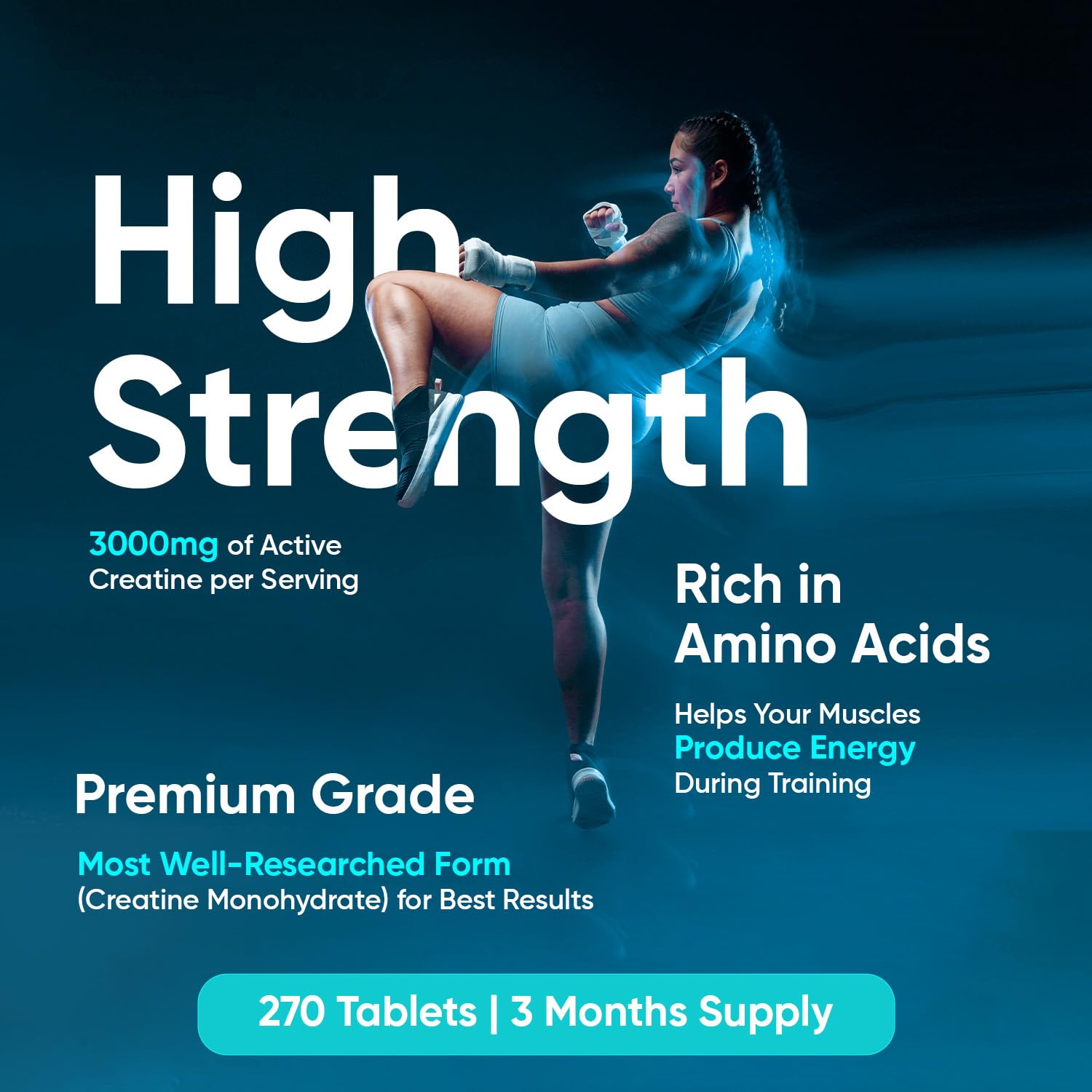Creatine Monohydrate 3000mg - 270 Tablets - Gym Energy Supplement for Men & Women WeightWorldUS supplements