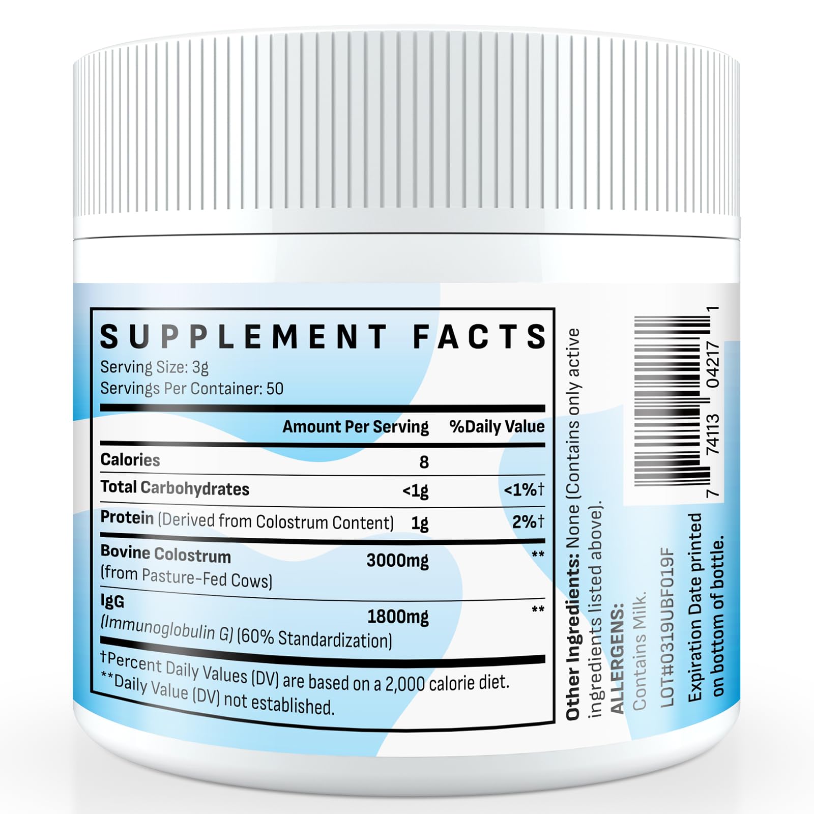 Energievoll Bovine Colostrum Supplement Powder - 60% IgG 3000 mg for Gut, Hair Growth, Beauty, and Immune, Easy to Mix, Unflavored (50 Servings) EnergievollAu supplements