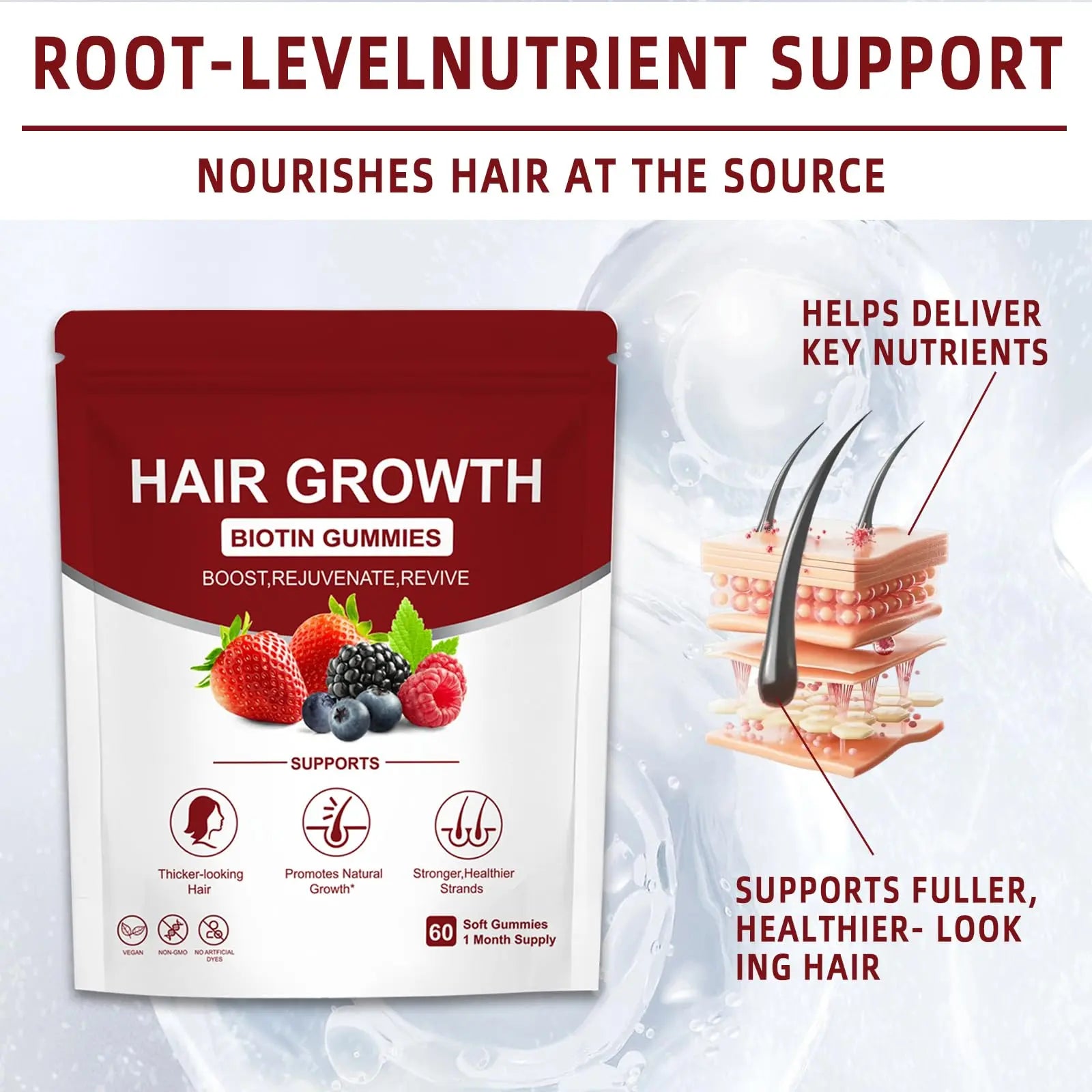 YYLLYY Hair Growth Vitamins Gummies | with Biotin, Vitamin C & E, Botanical Extracts | Supports Healthy Hair Growth & Strength, Skin & Nail Care YYLLYYAu supplements