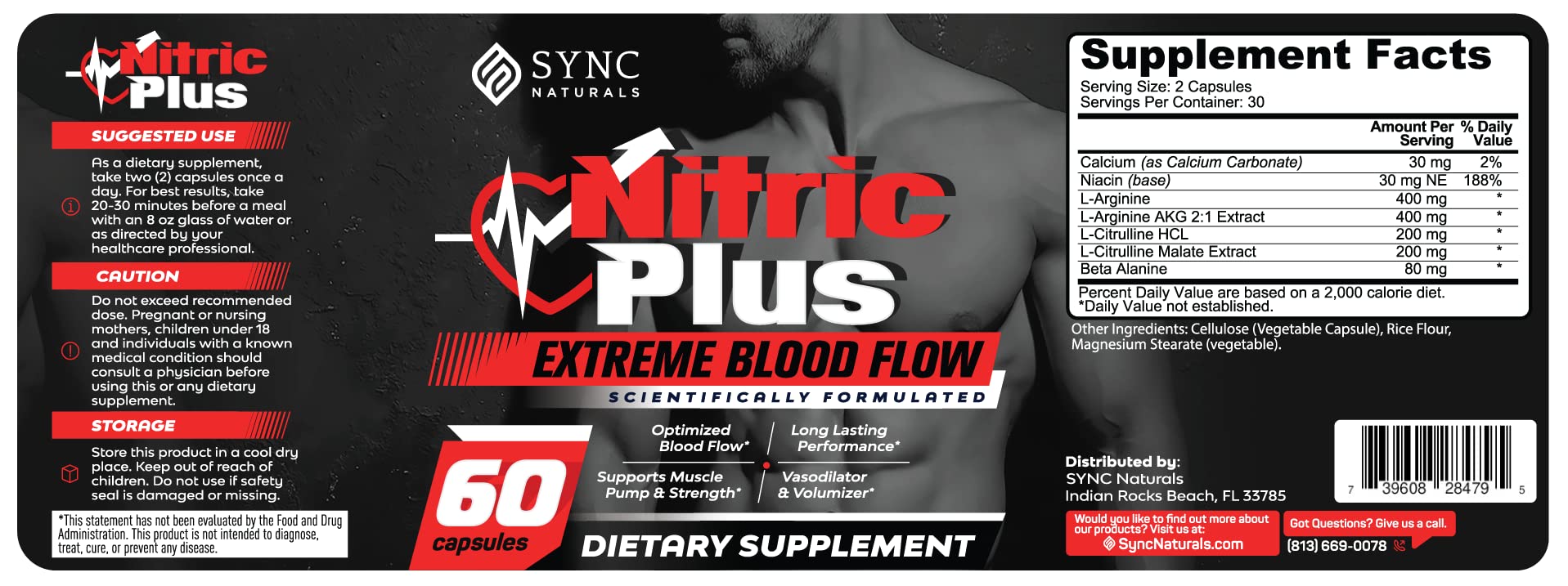 SYNC Naturals Nitric Plus- 800mg L Arginine- 400mg L Citrulline- Extra Strength Nitric SYNC NaturalsAu supplements