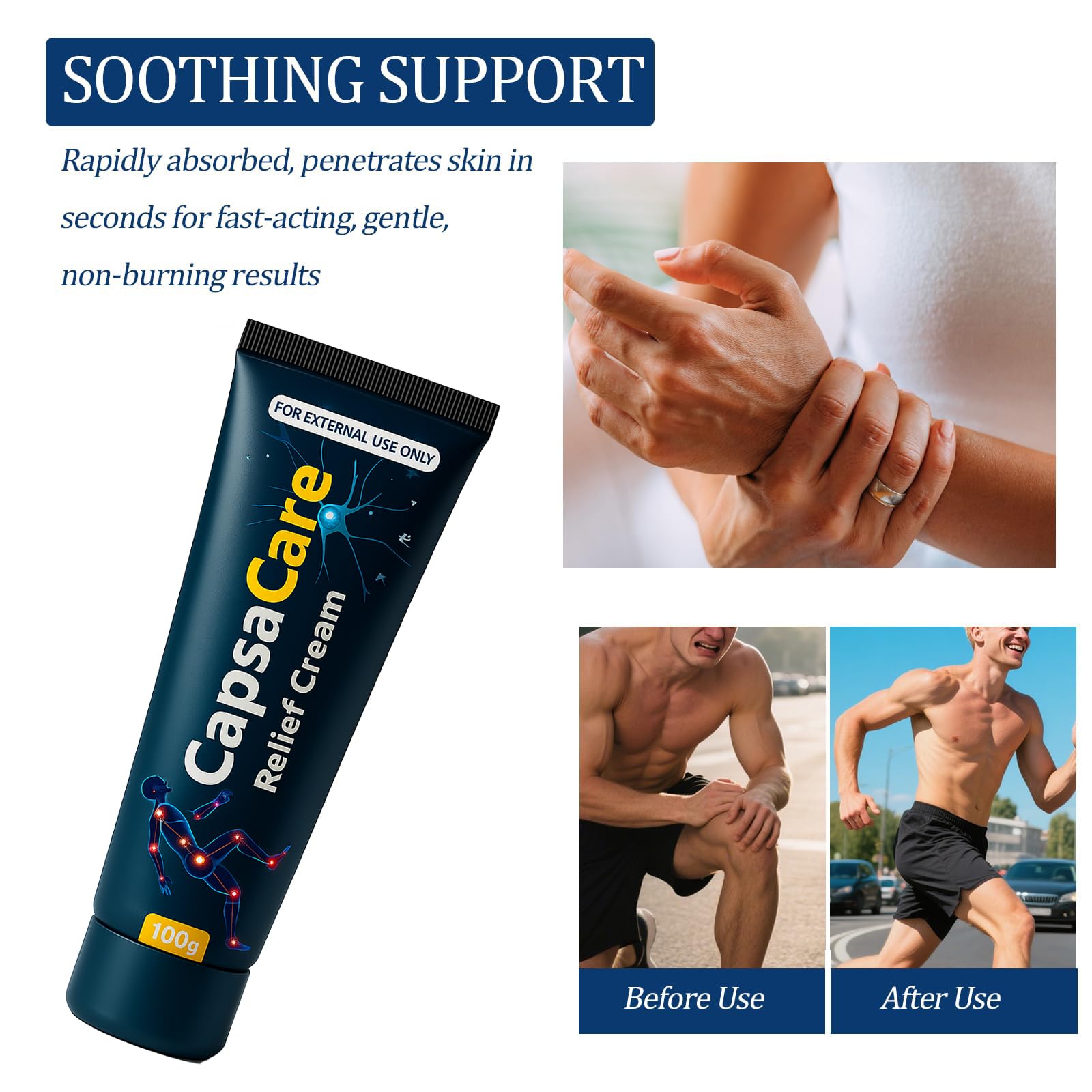 CapsaCare Neuropathy Relief Cream - with Capsaicin & Arnica, Menthol for Muscle & Joint Comfort, Fast Absorbing Formula for Feet, Hands, Legs, and Waist (2Pcs) MCArthurAu supplements