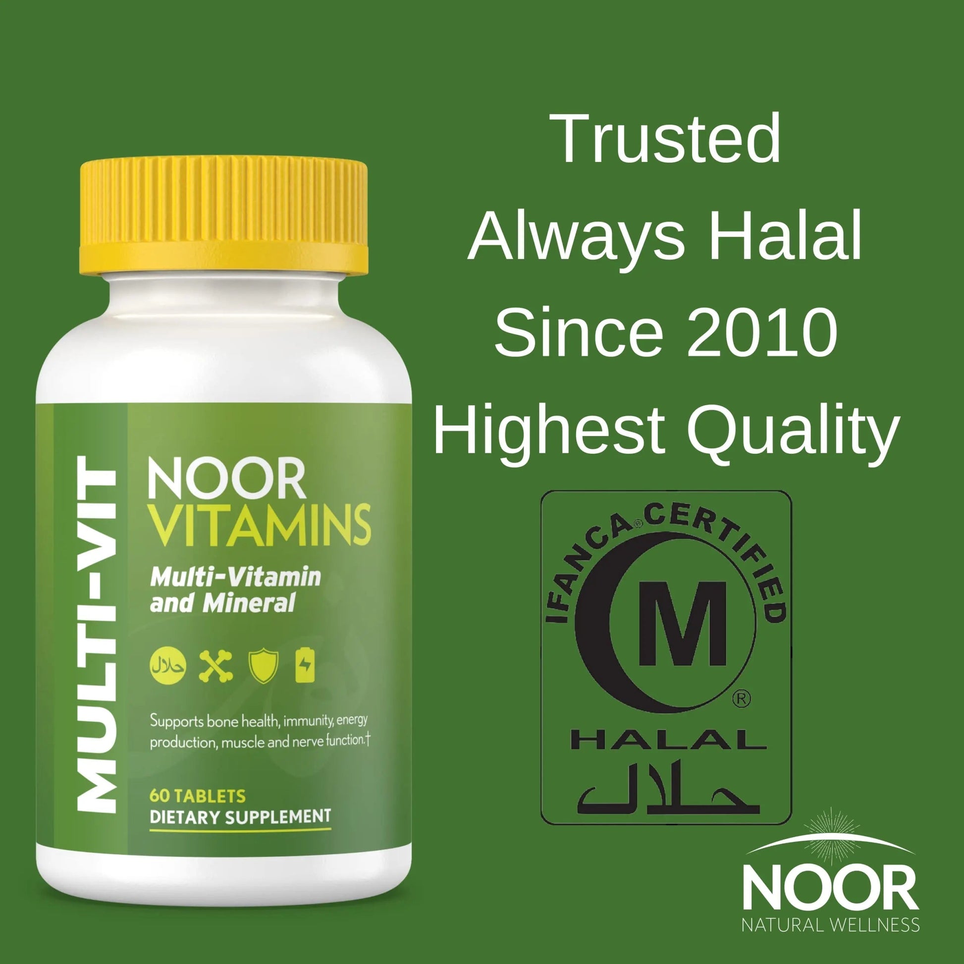 Noor Vitamins Halal Vitamins, Daily Multivitamin, Halal Vitamin for Women and Men, 30 Vitamins & Minerals, A, B12, C, Iron, Zinc to support general health Noor VitaminsAu supplements