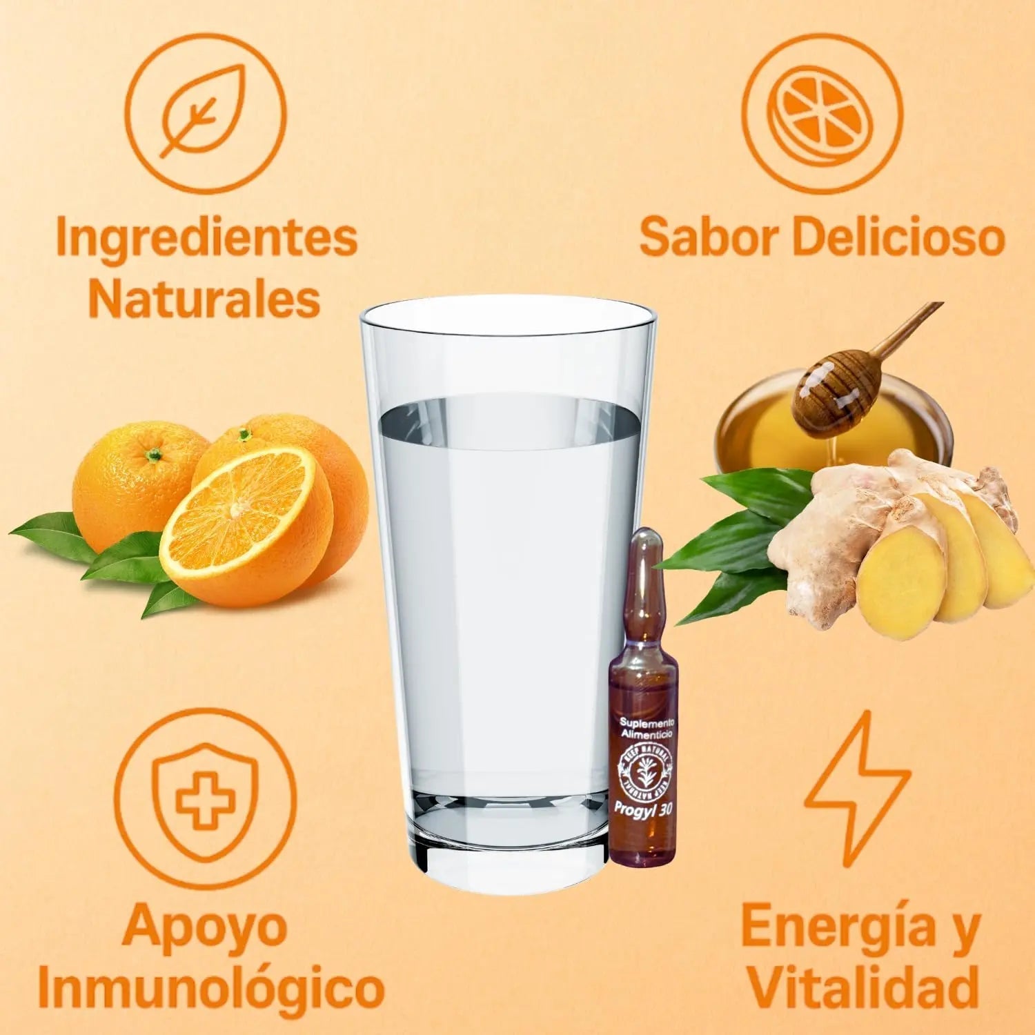 Aderogyl Oral Liquid Vitamins with A, C, D, E, Zinc, Bee Honey, Propolis, and Botanical Extracts - Natural Orange Flavor AderogylAu supplements