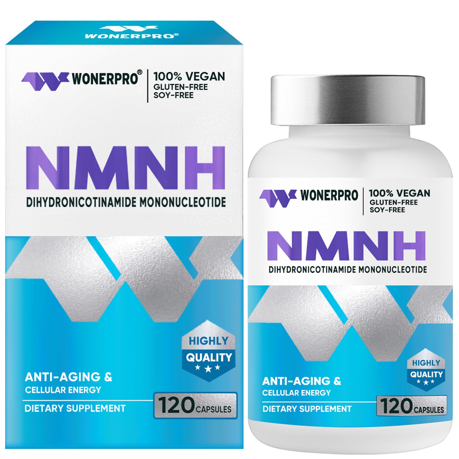 WONERPRO NMNH (NMN Supplement Alternative)，1000mg Per Serving NAD Supplement to Boost NAD+ Levels as We Age, for Anti Aging, Energy, Focus - 120 Capsule WONERPROAu supplements