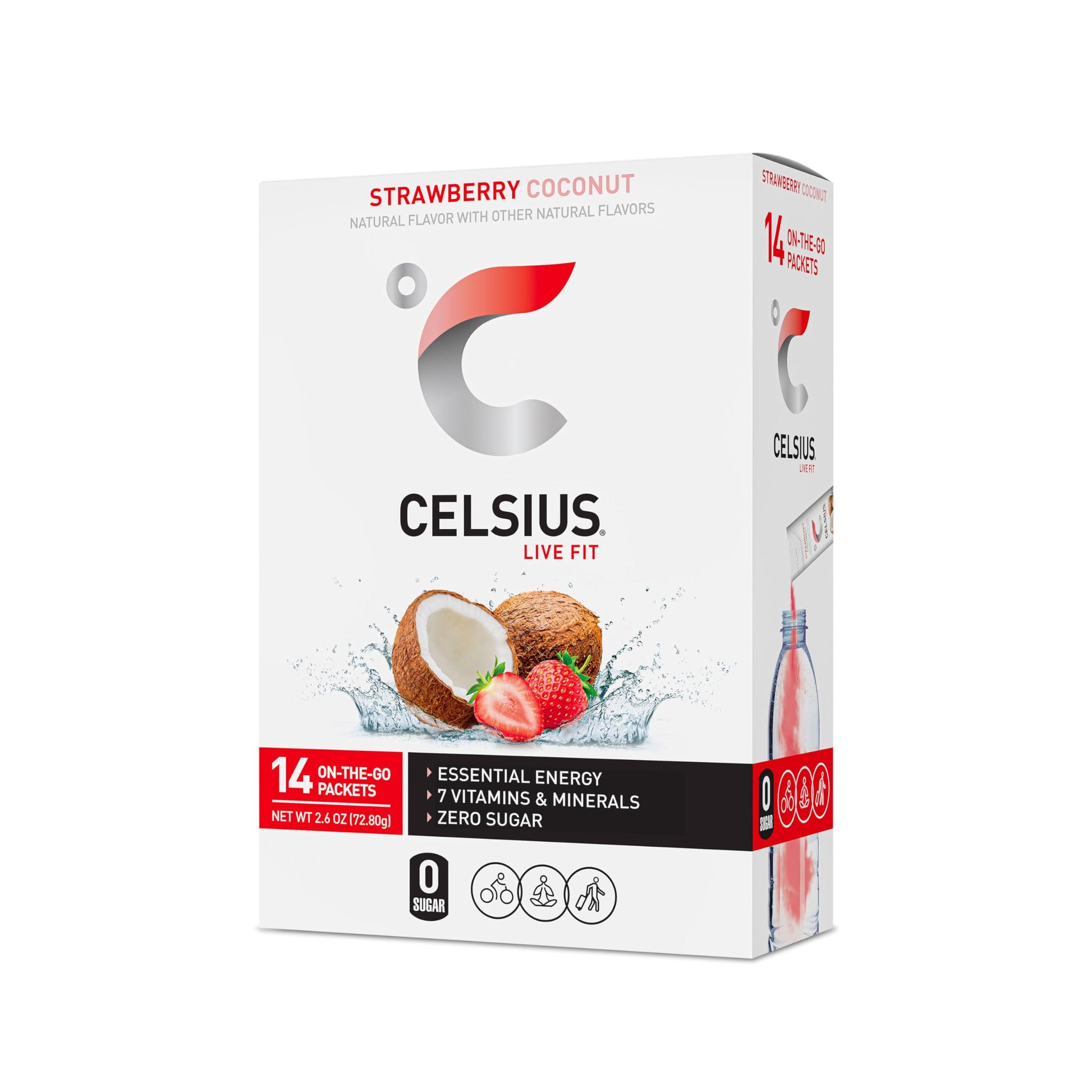 CELSIUS On-the-Go Essential Energy Drink Mix, Strawberry Coconut (14 Stick Pack) CELSIUSUS supplements