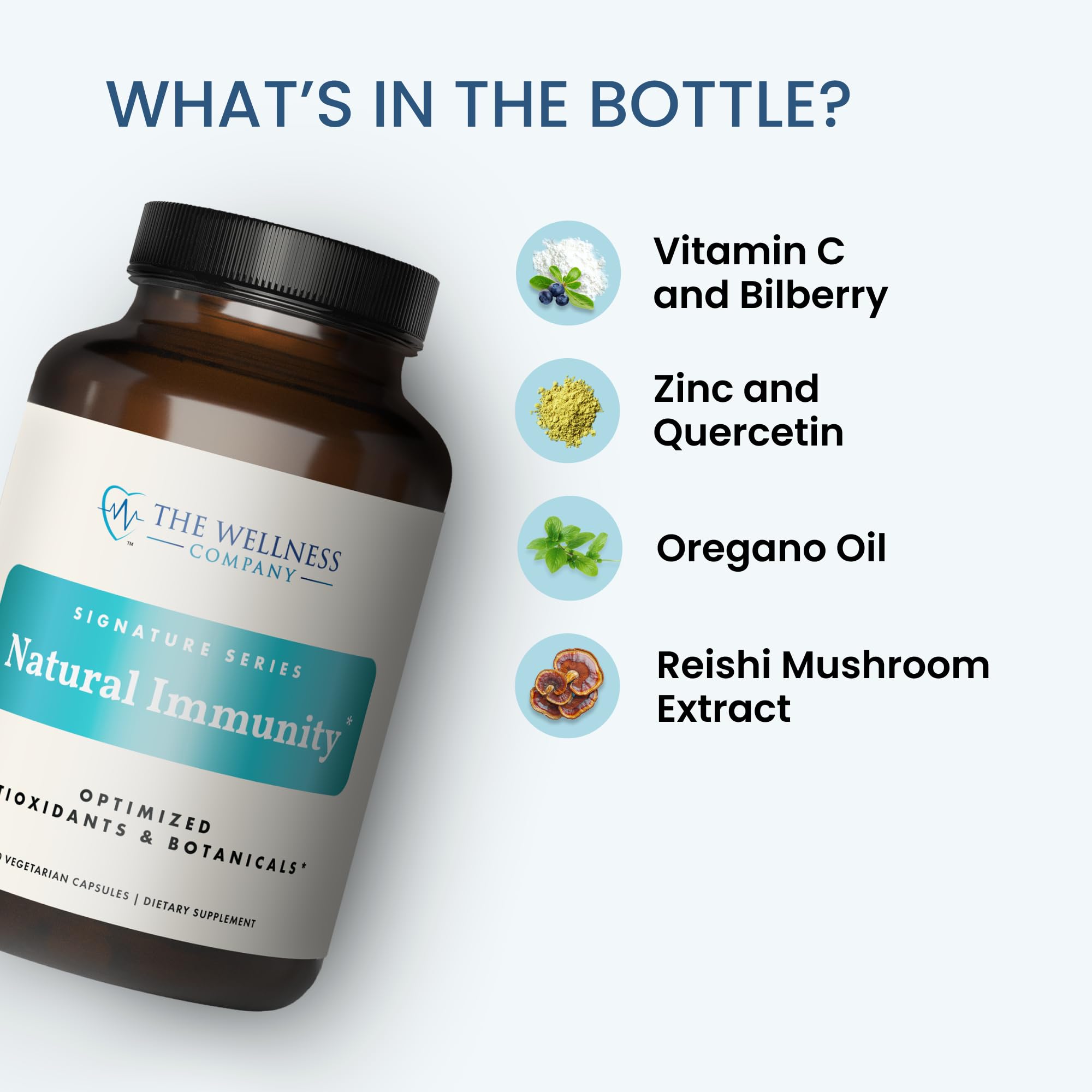 Natural Immunity - Botanical Immune Boost, Targeted Nutrients, T-Cell Support - Oregano, Reishi, Zinc, Vitamin C, Quercetin | 120 (2 Month Supply) The Wellness CompanyAu supplements