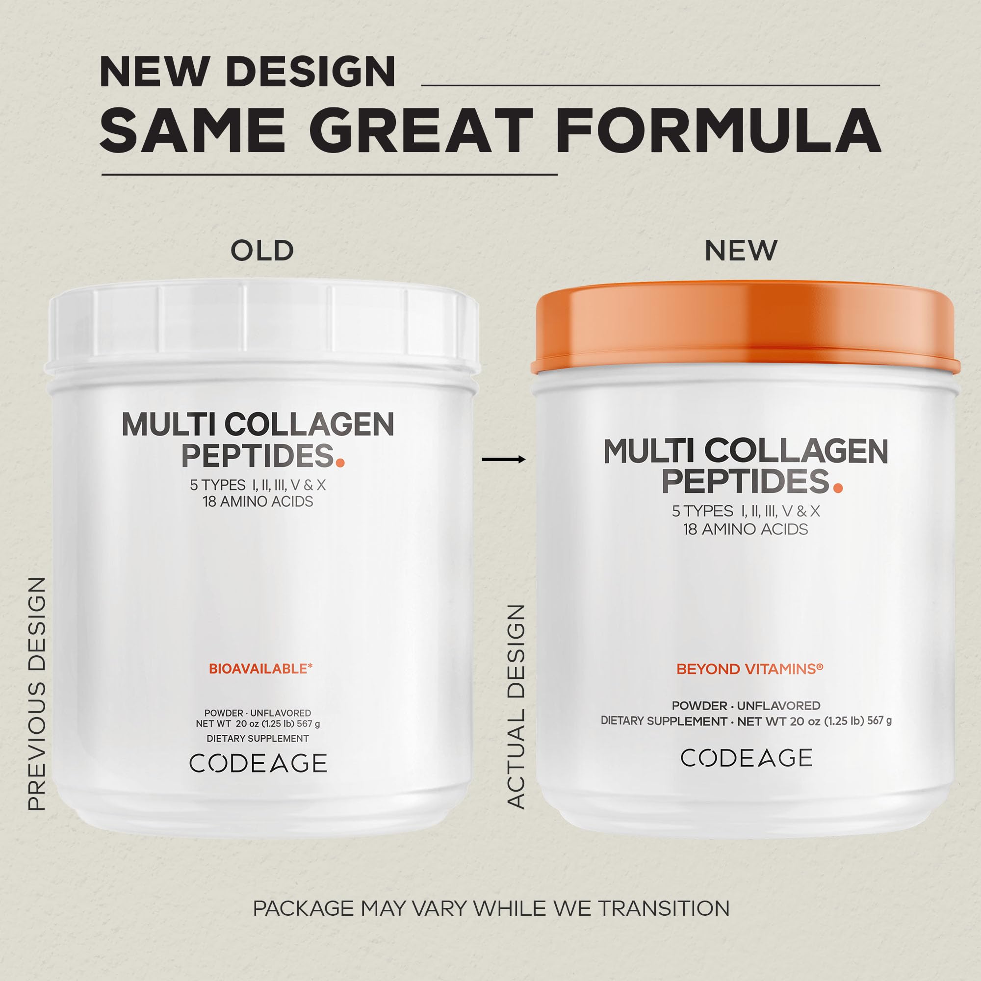 Codeage Multi Collagen Protein Powder Peptides, Hydrolyzed Collagen for Women & Men, Collagen Supplements, Grass Fed Bone Broth, 2-Month Supply, Unflavored, Type 1, 2, 3, 5 & 10, Non-GMO - 20 OZ CodeageAu supplements