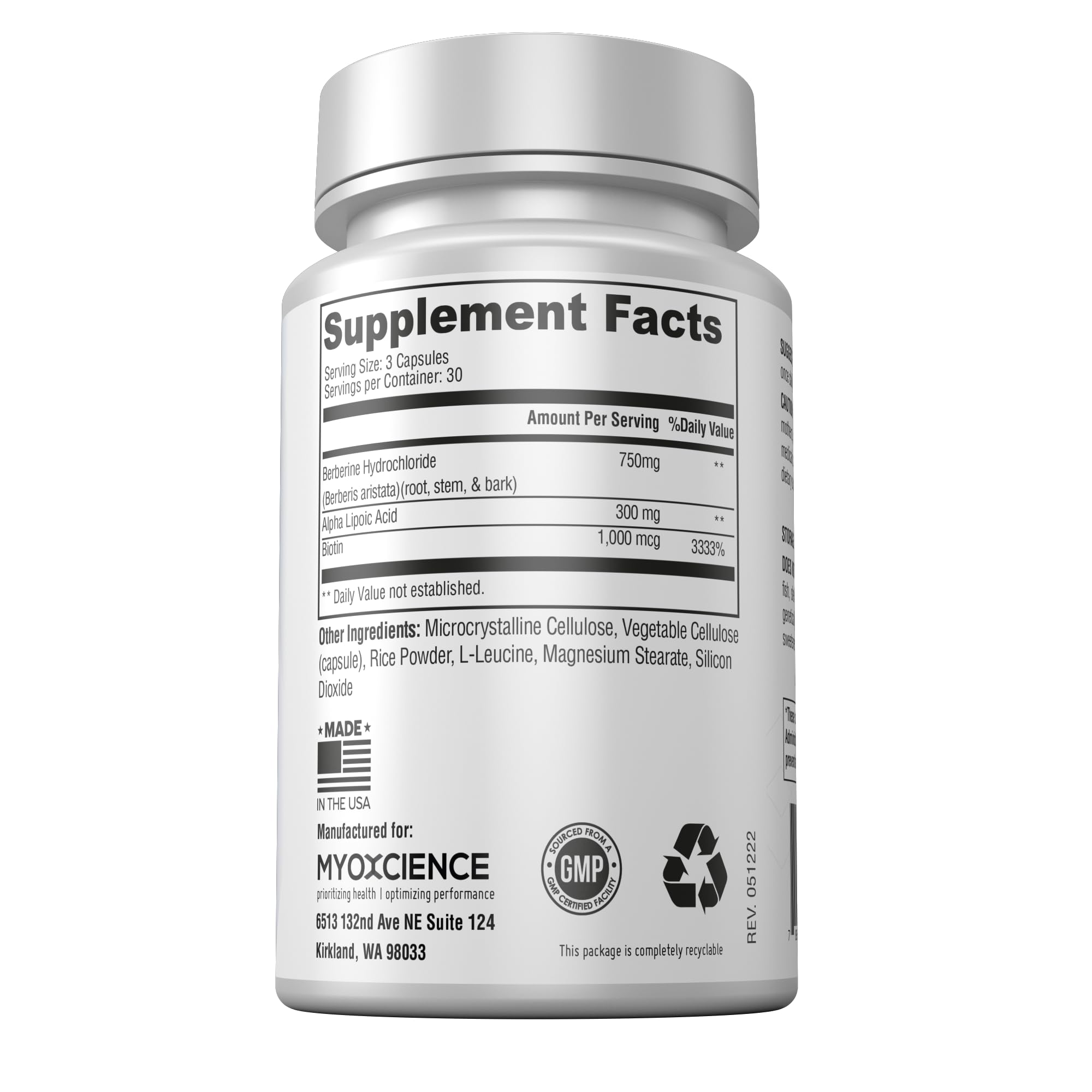 MYOXCIENCE Berberine Fasting Accelerator: Berberine HCL with ALA (Alpha Lipoic Acid) MYOXCIENCEAu supplements