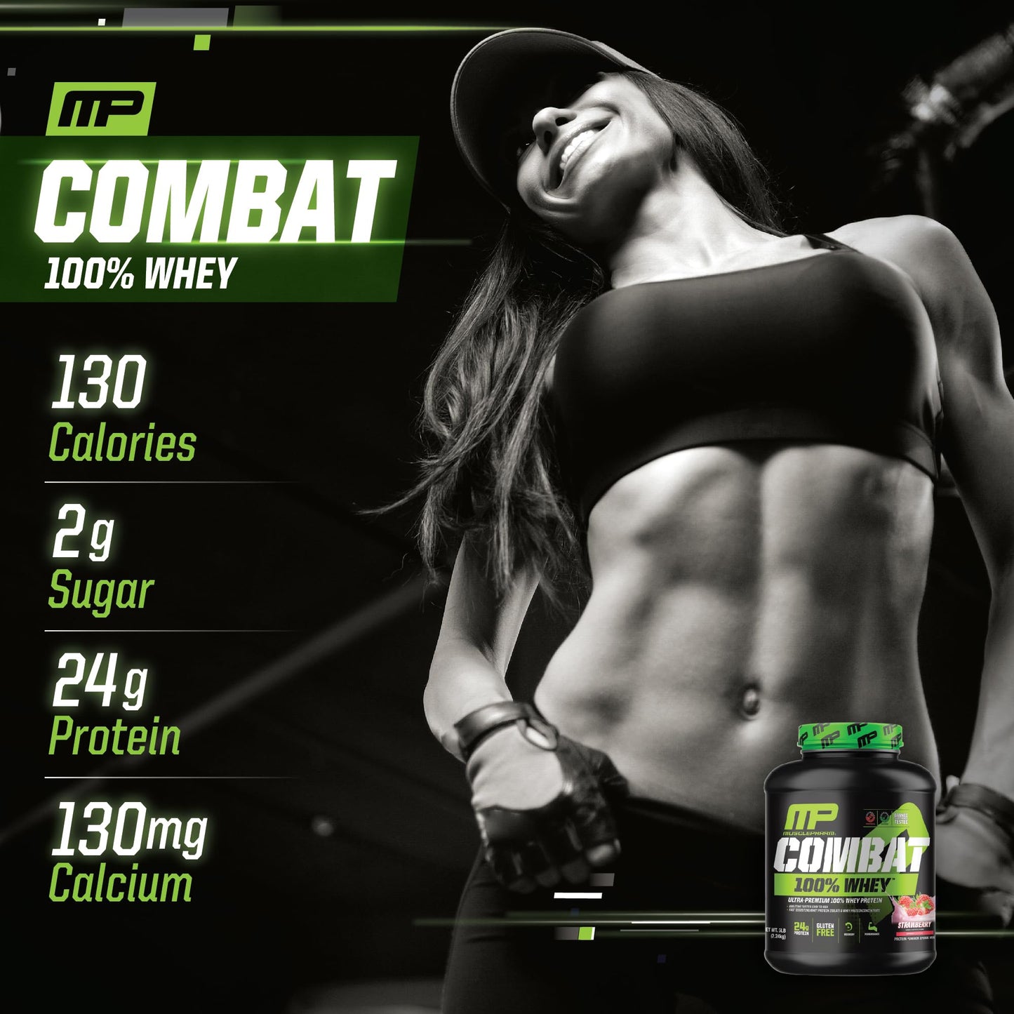 MusclePharm Combat 100% Whey Protein Powder, Strawberry Cream Flavor Muscle PharmUS supplements