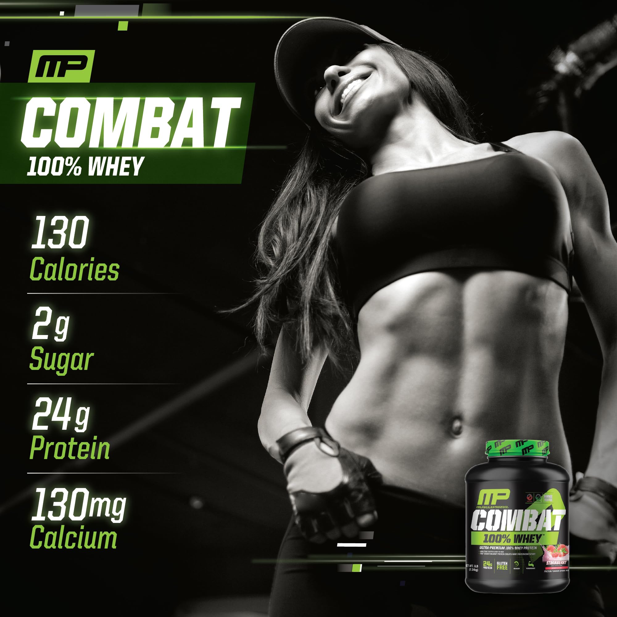 MusclePharm Combat 100% Whey Protein Powder, Strawberry Cream Flavor Muscle PharmUS supplements
