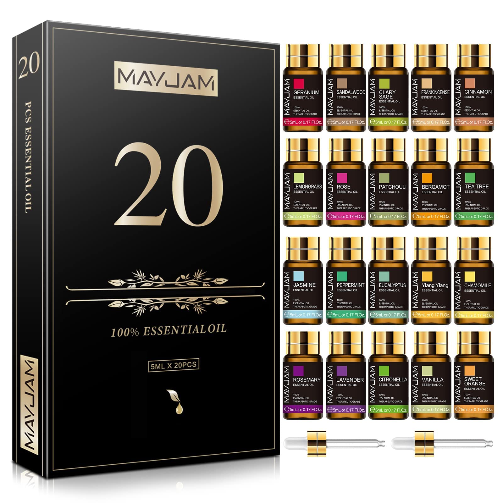 MAYJAM Tea Tree 20 Pcs Pure Essential Oil Gift Set, for Diffuser, Humidifiers, Skin Care, Massage MAYJAMAu supplements