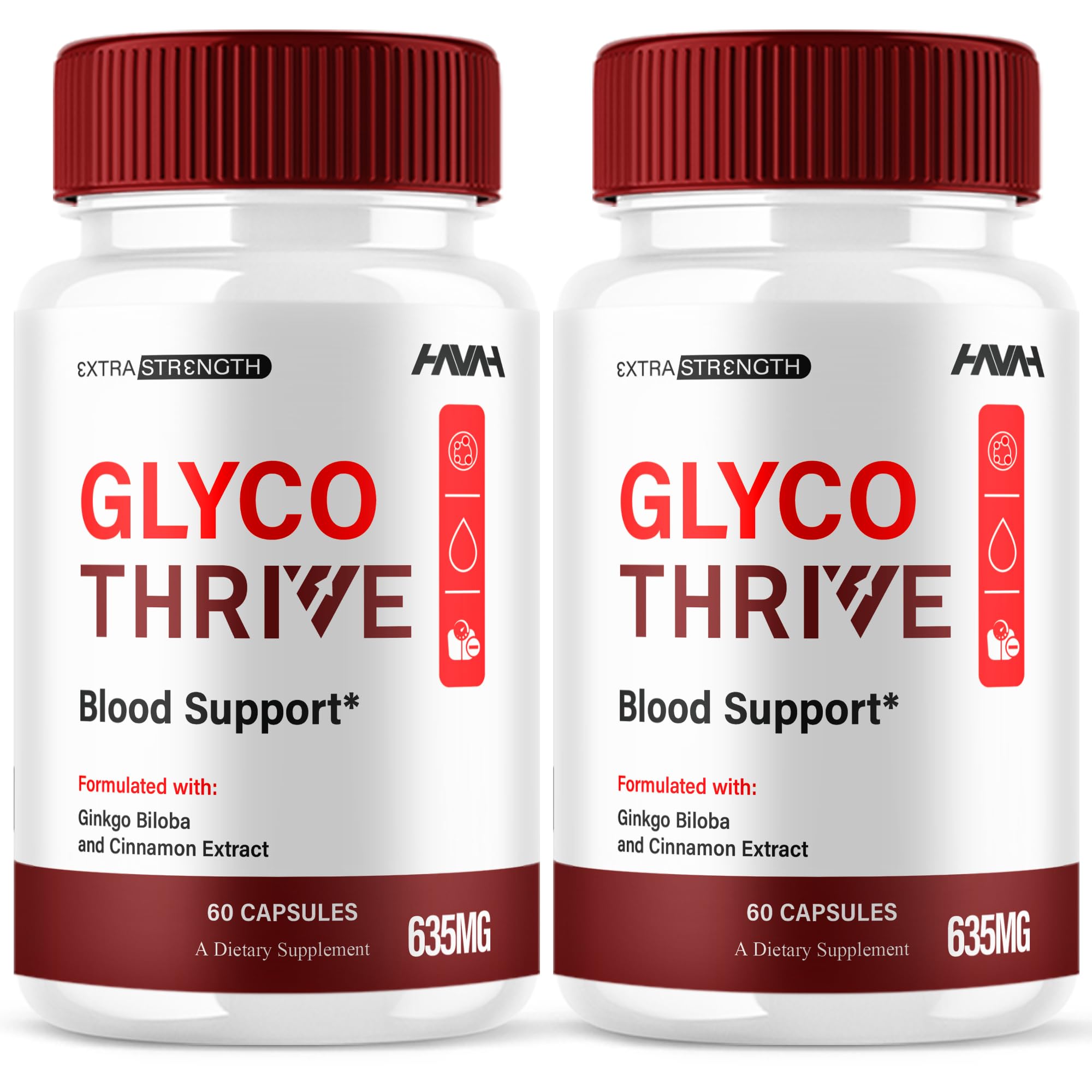 (2 Pack) Glyco Thrive Blood Support GlycoThrive Maximum Strength Capsules, Glyco Thrive Advanced Daily Multivitamin Health and Wellness Supplement, GlycoThrive Health Support Pills (120 Capsules) HavahAu supplements