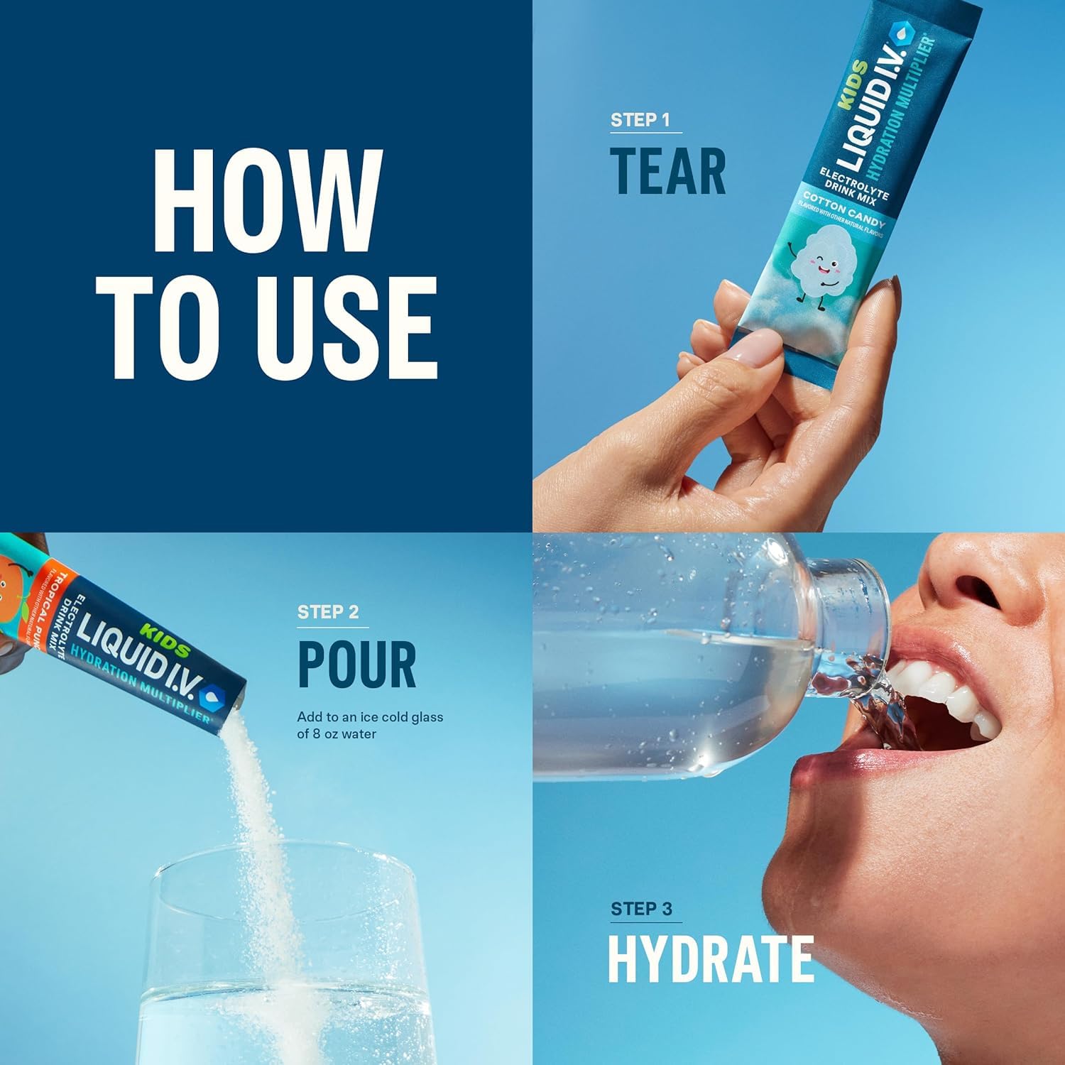 Liquid I.V.® Hydration Multiplier - Cotton Candy | Electrolyte Powder Drink Mix | 1 Pack (16 Servings) Liquid I.V.US supplements