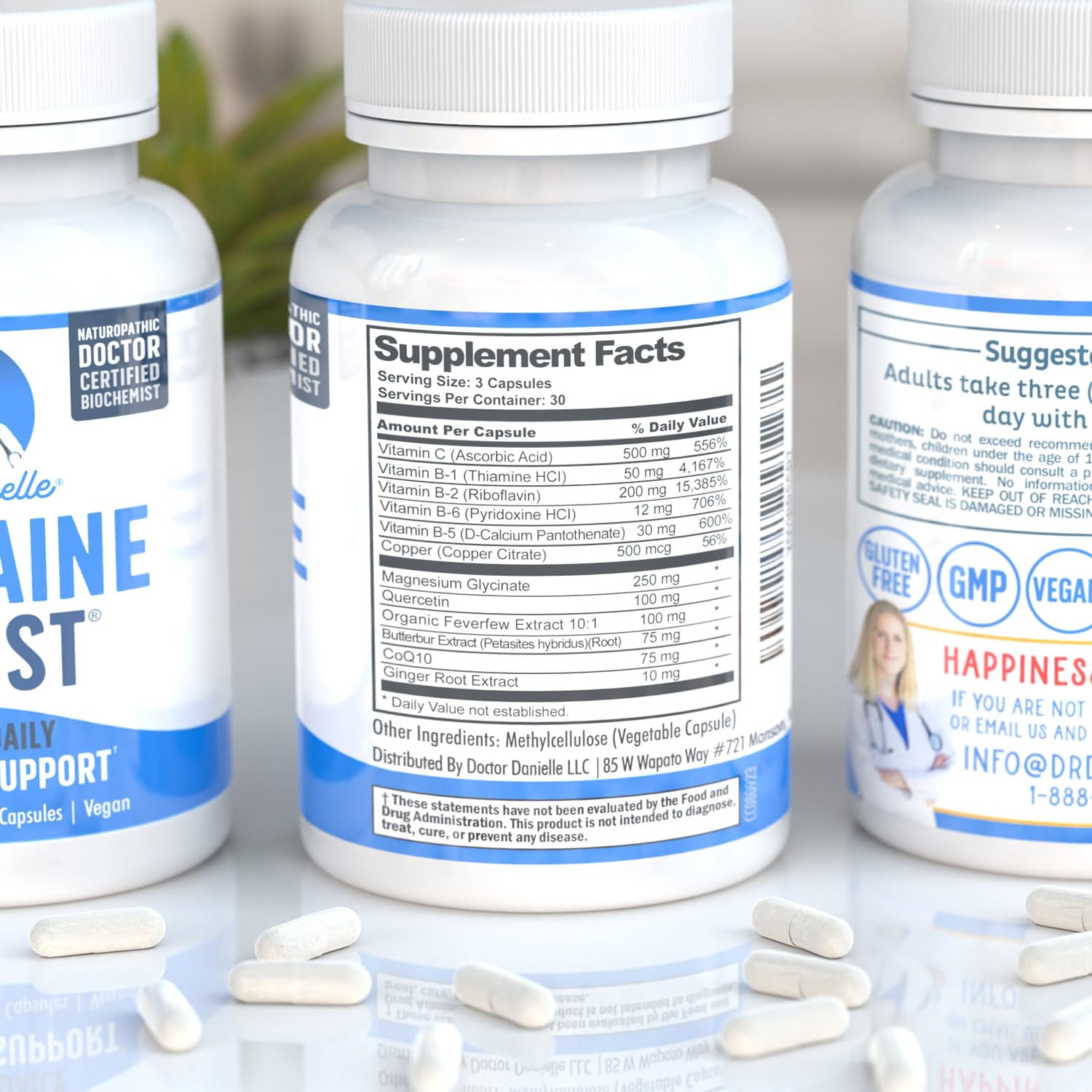 Best Migraine Relief Product with Magnesium - Migraine Assist Supplement with Quercetin, Feverfew, Butterbur, CoQ10 from Dr. Danielle, 90 Capsules Doctor DanielleAu supplements