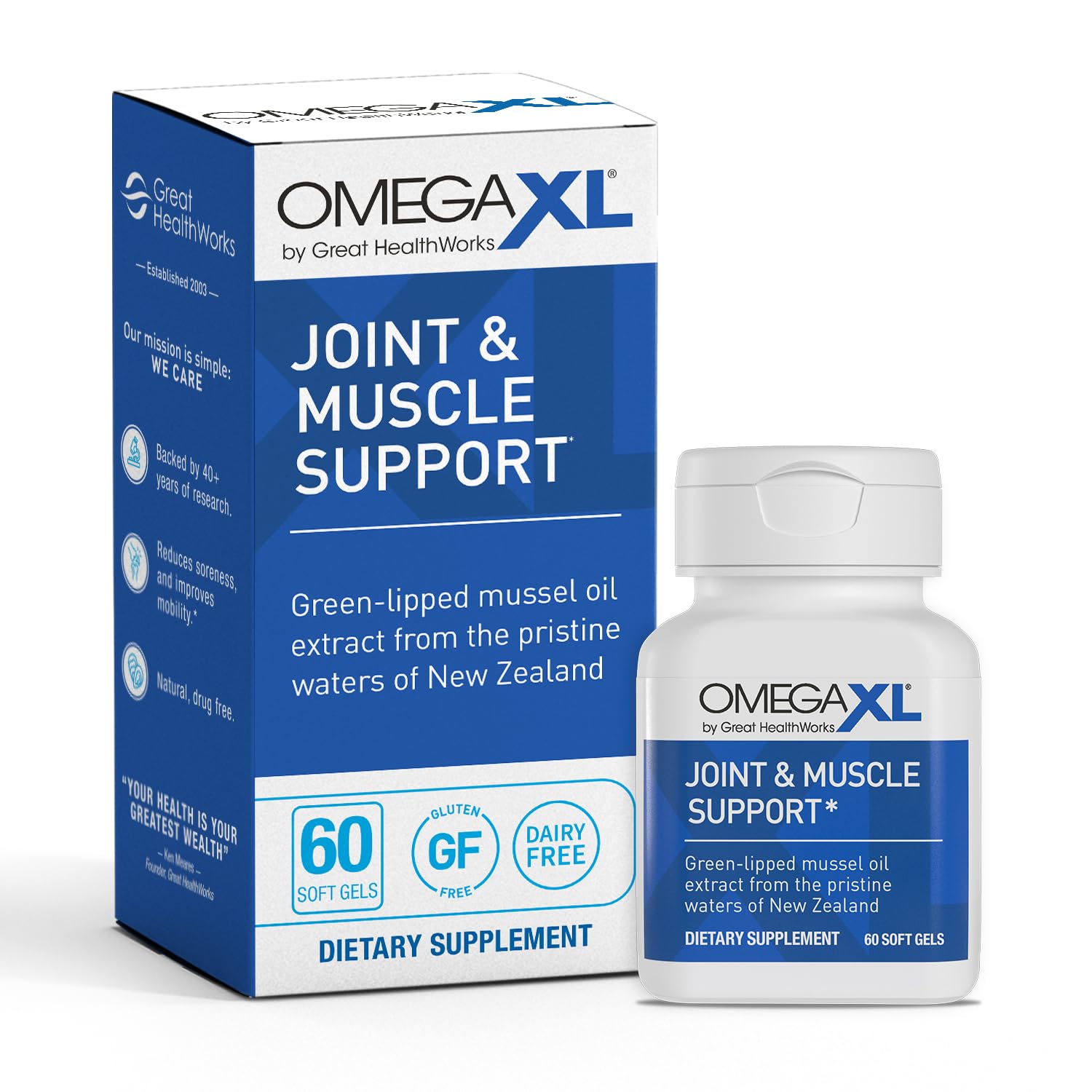 OmegaXL Joint Support Supplement, for Relief - Natural Muscle Support, Green Lipped Mussel Oil, Soft Gel Pills, Drug-Free, 60 Count OmegaXLAu supplements
