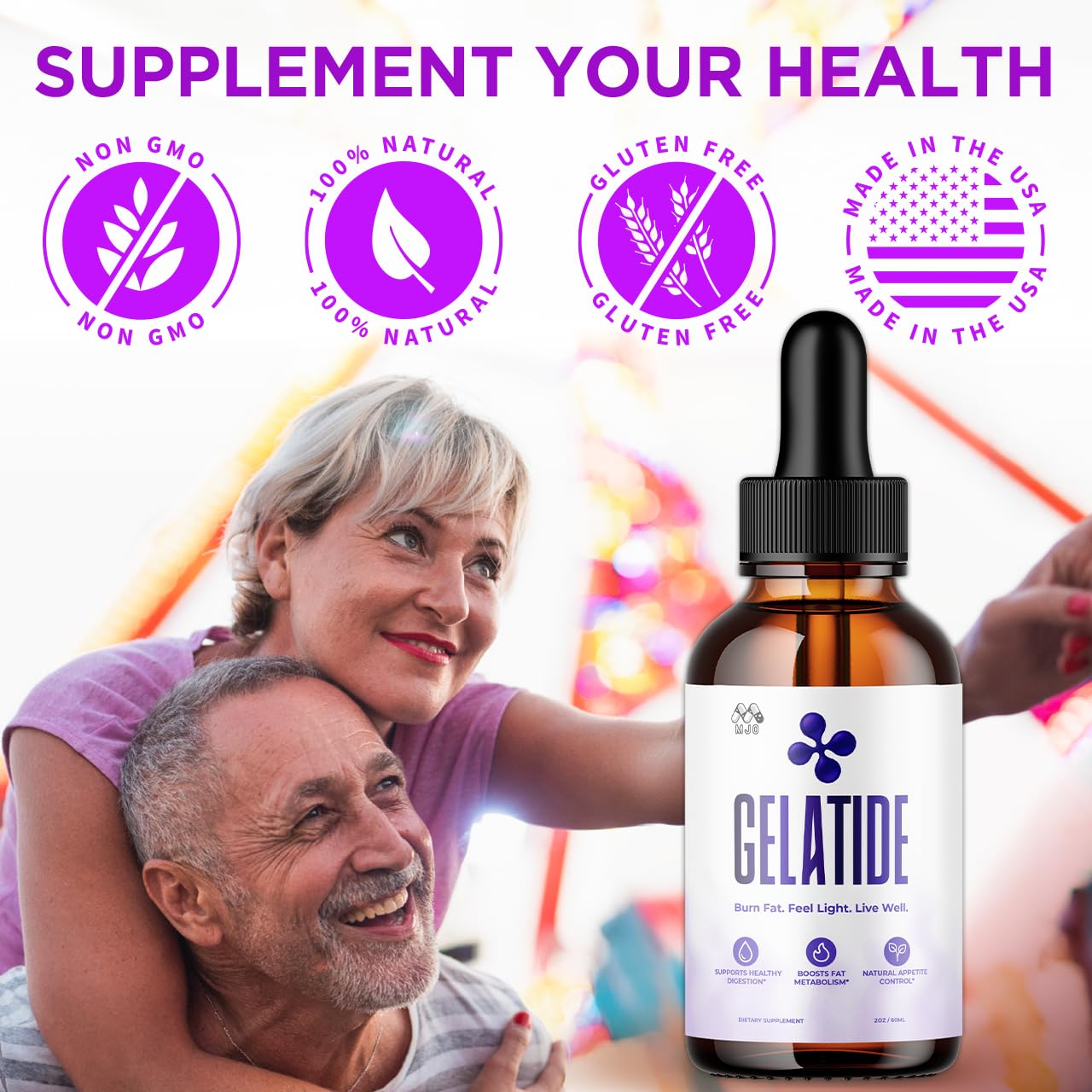 (2 Pack) Gelatide Drops, Official Gelatide Health Support Formula with All Natural Ingredients, Advanced Active Lifestyle Support Supplement Max Strength Vitamin Formula for Women & Men (60 Servings) MJOAu supplements