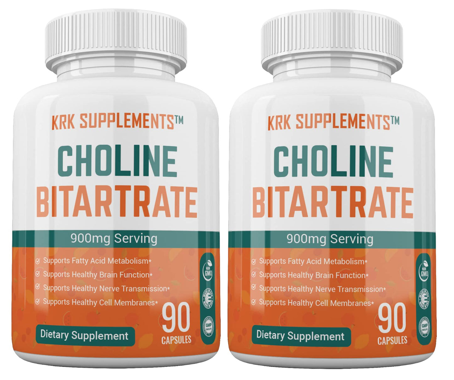 KRK SUPPLEMENTS Bundle Combo of 2 Bottles of Choline Bitartrate and 2 Bottles KRK SUPPLEMENTSUS supplements