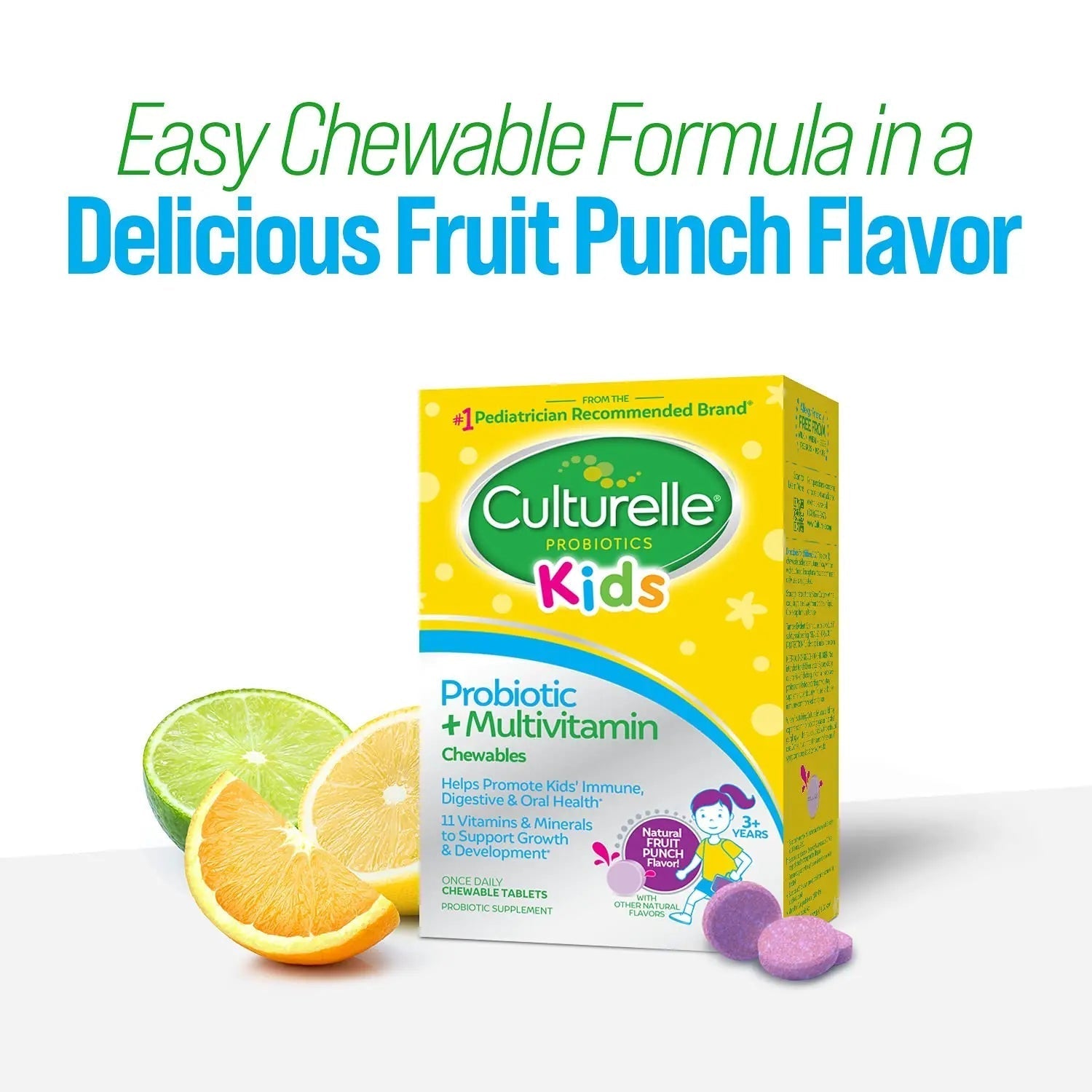 Culturelle Kids Probiotic + Complete Multivitamin Chewable For Kids, Ages 3+, 30 Count, Digestive Health, Oral Health & Immune Support CulturelleAu supplements