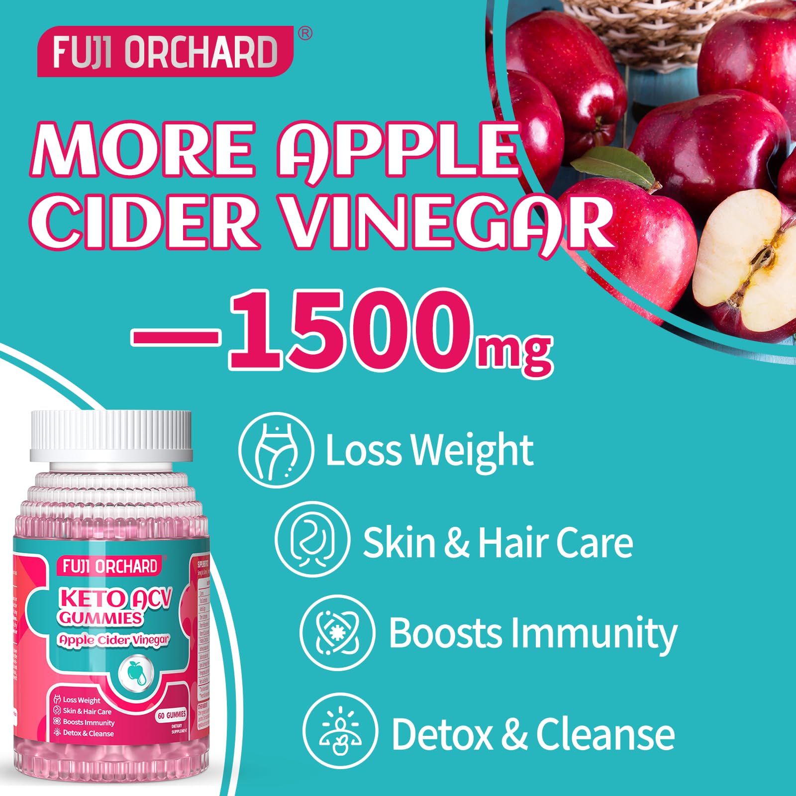 FUJI ORCHARD Keto Acv Gummies, 1500mg Keto Acv Gummies Advanced Weight Loss FUJI ORCHARDUS supplements