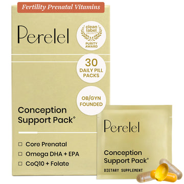 Perelel Conception Support Pack, Prenatal Multivitamin with DHA Omega 3, COQ10 & Folate, Supports Fertility Wellness for Women