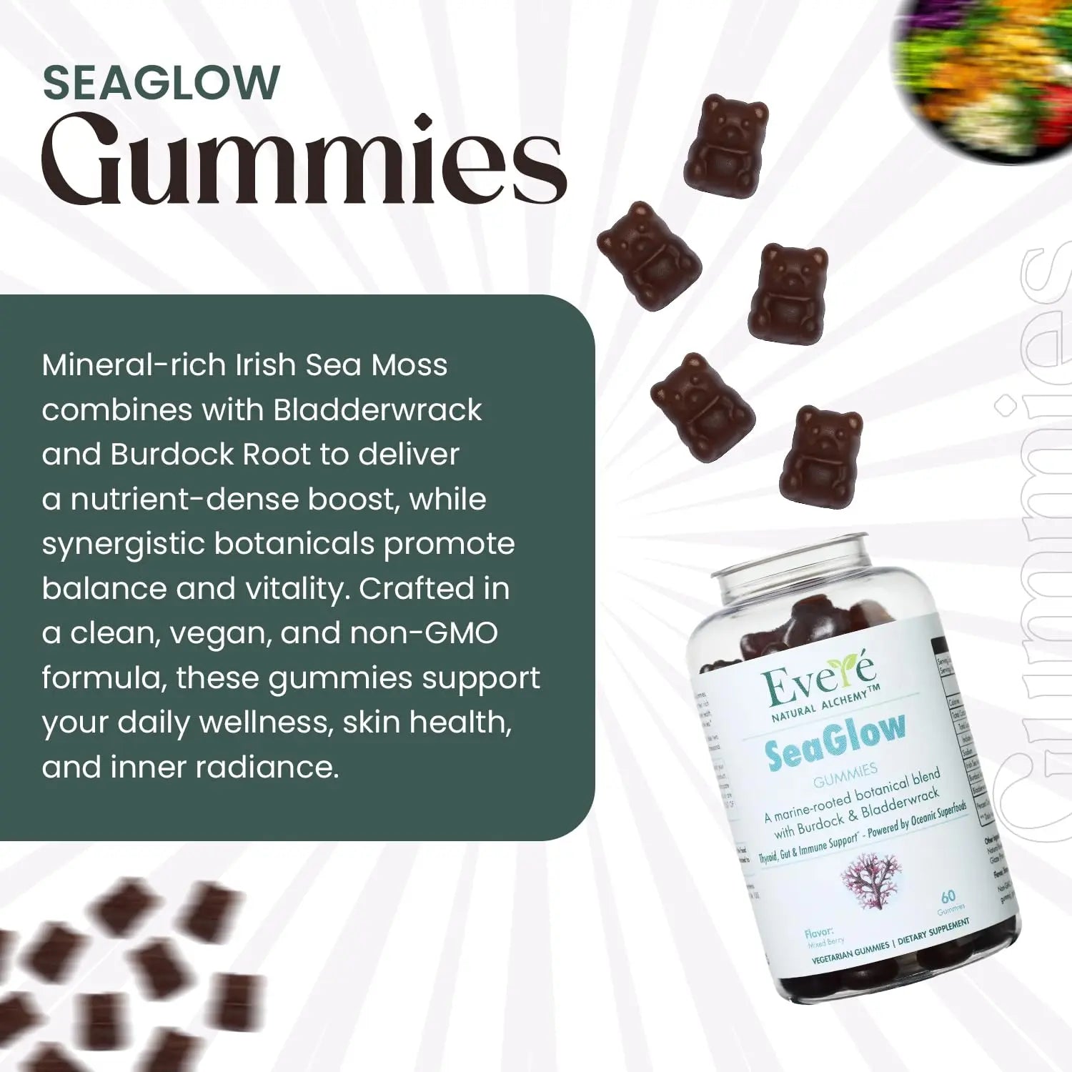 The EverÉ Natural Alchemy Sea Moss with Bladderwrack & Burdock Root – Vegan, Plant-Based Gummies with Minerals & Botanicals – Mixed-Berry Flavor, Non-GMO & Gluten-Free The EverÉ Natural Alchemynz supplements