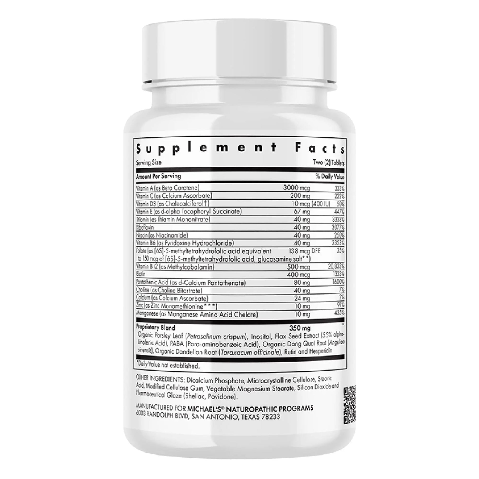 Michael's Health Naturopathic Programs Teen Girls Multivitamin - 60 Vegetarian Tablets - with B Complex Vitamins & Female Herbal Blend MICHAEL'SAu supplements