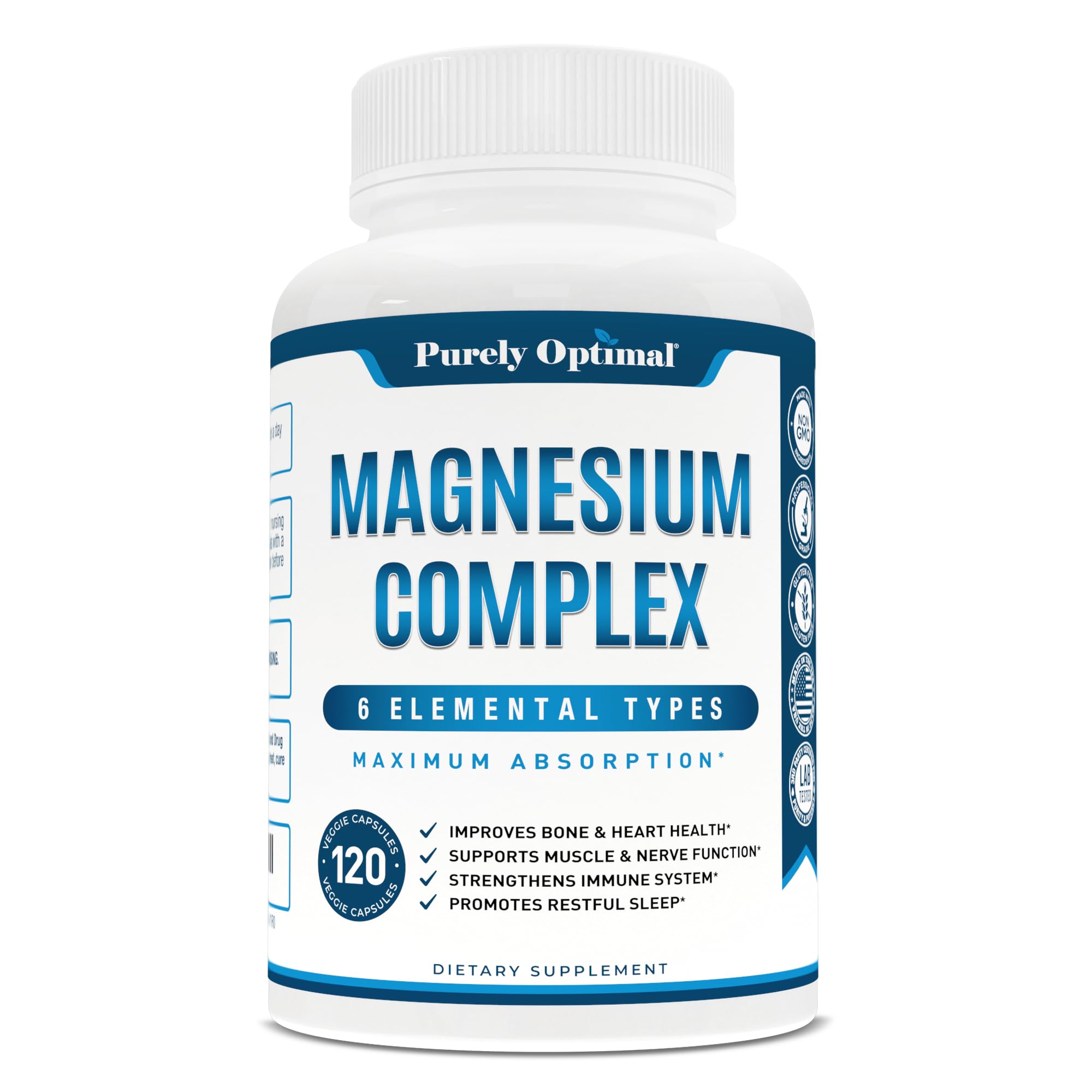 Magnesium Complex Supplement - Magnesium Citrate, Malate, Taurate, Oxide Purely OptimalUS supplements