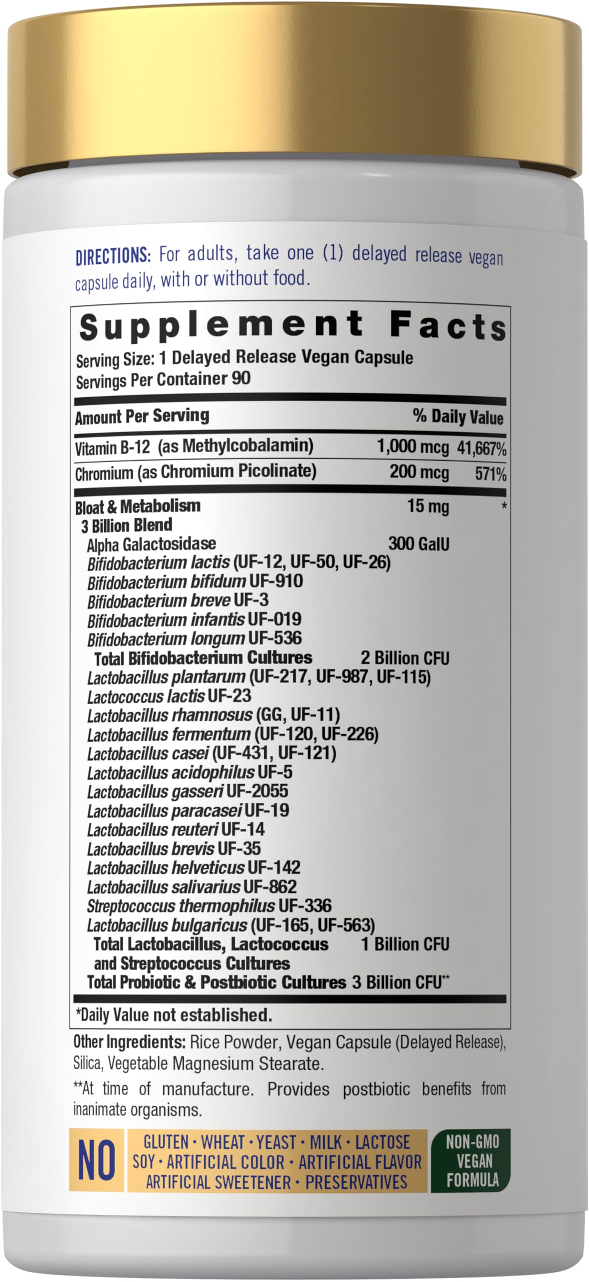 Carlyle Bloat and Metabolism Probiotic | 90 Capsules | Bloating Relief Formula | Sugar & Cellular Energy Support | for Women and Men | Vegan, Non-GMO, Gluten Free CarlyleAu supplements