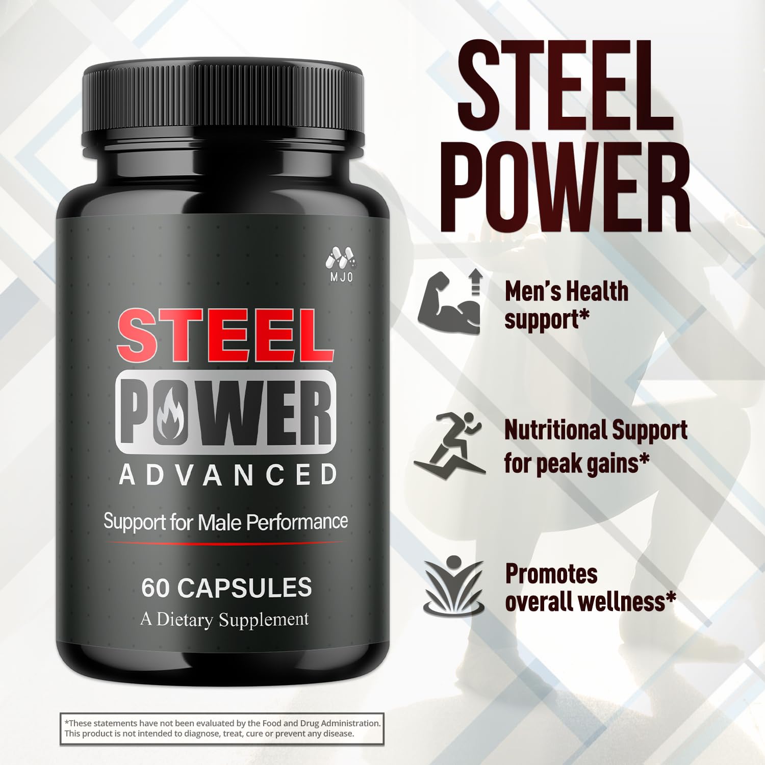 Steel Power Capsules, Official Steel Power for Men with All Natural Ingredients, Advanced SteelPower Men's Health and Wellness Vitamin Formula Pills with Maximum Strength Multivitamins (60 Capsules) MJOAu supplements
