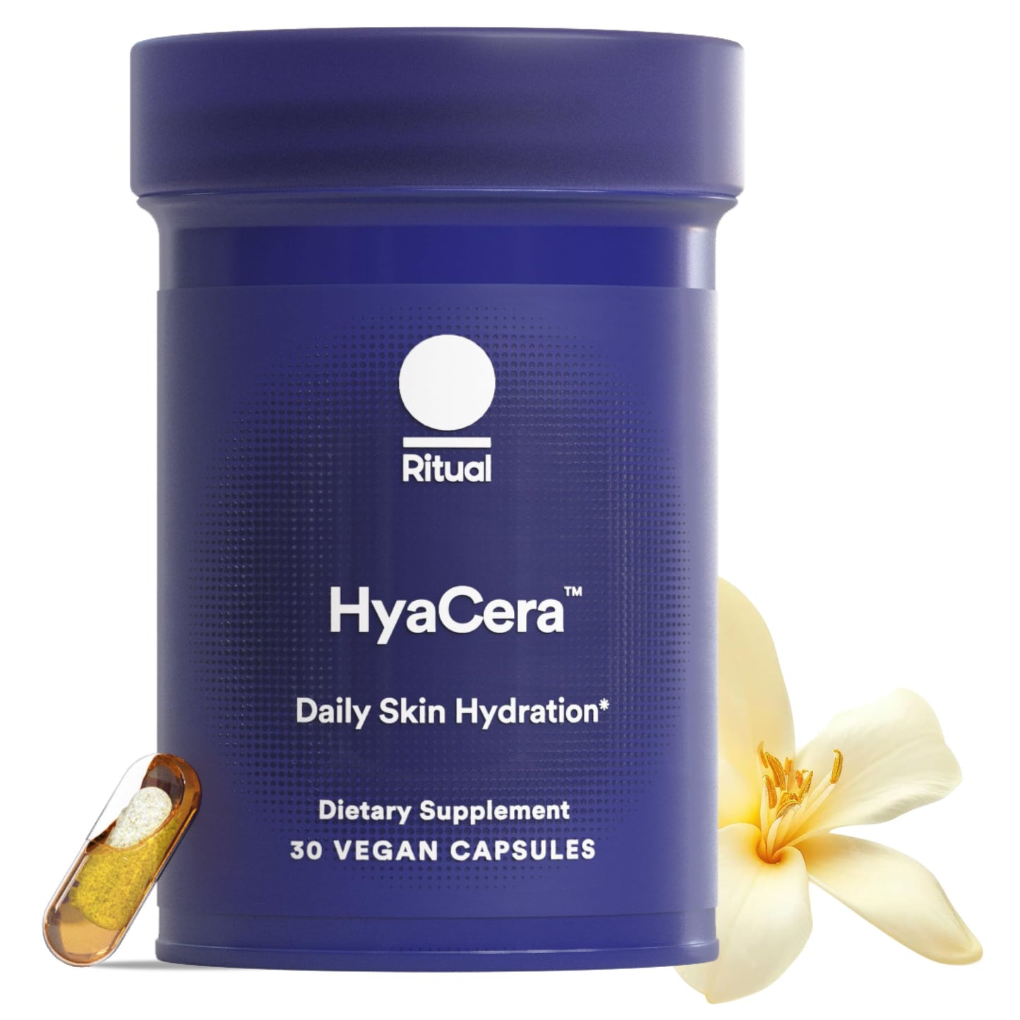 Ritual HyaCera Skin Supplement for Wrinkle Support, with Hyabest® and Ceratiq® for Skin Hydration Support, Hyaluronic Acid, Glycolipids, Ceramides, Gluten Free, Non GMO, Vanilla Essence, 30 Day Supply RitualUS supplements