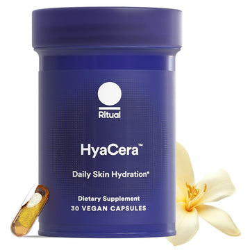 Ritual HyaCera Skin Supplement for Wrinkle Support, with Hyabest® and Ceratiq® for Skin Hydration Support, Hyaluronic Acid, Glycolipids, Ceramides, Gluten Free, Non GMO, Vanilla Essence, 30 Day Supply RitualUS supplements