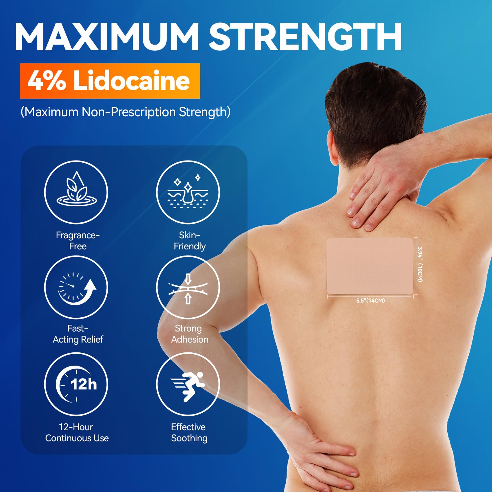 LOVPTFER 4% Lidocaine Pain Relief Patches – Maximum Strength Pain Patches, 12-Hour Long-Lasting Relief for Back, Neck, Shoulder & Joint Pain, Fast-Acting,–40 Count, 5.5” x 3.94” LOVPTFERAu supplements